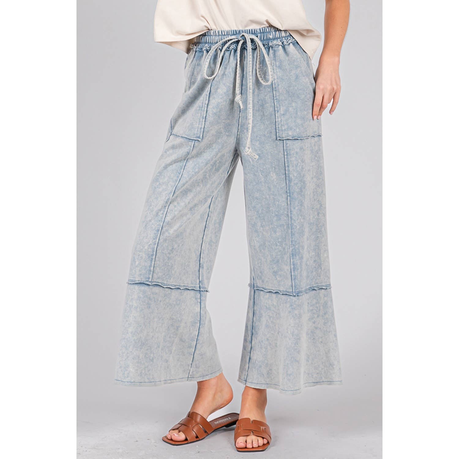 MINERAL WASHED TERRY KNIT PANTS