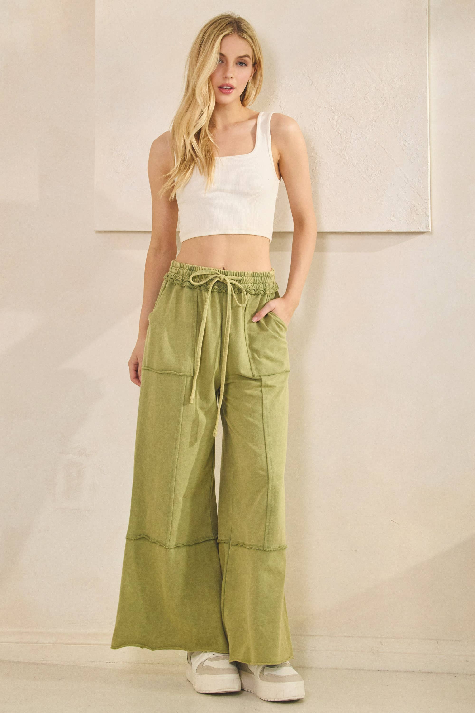 MINERAL WASHED TERRY KNIT PANTS