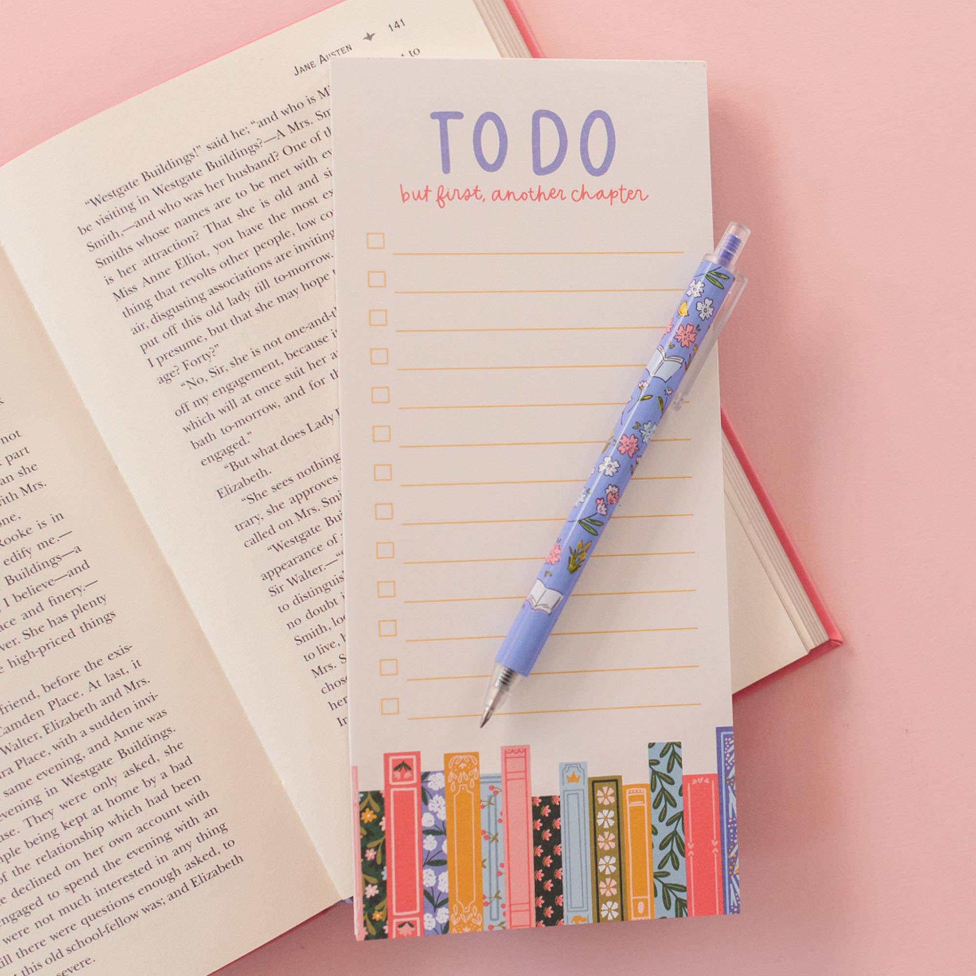 But First Another Chapter Bookshelf To-Do 4x9 Notepad