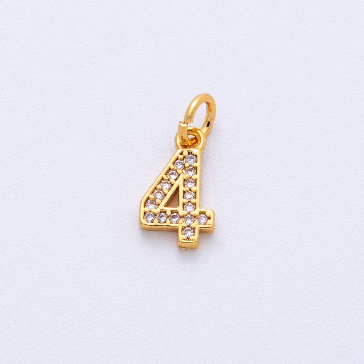 24K Gold Filled 14mm Number 0-9 Clear Micro Paved CZ Charm