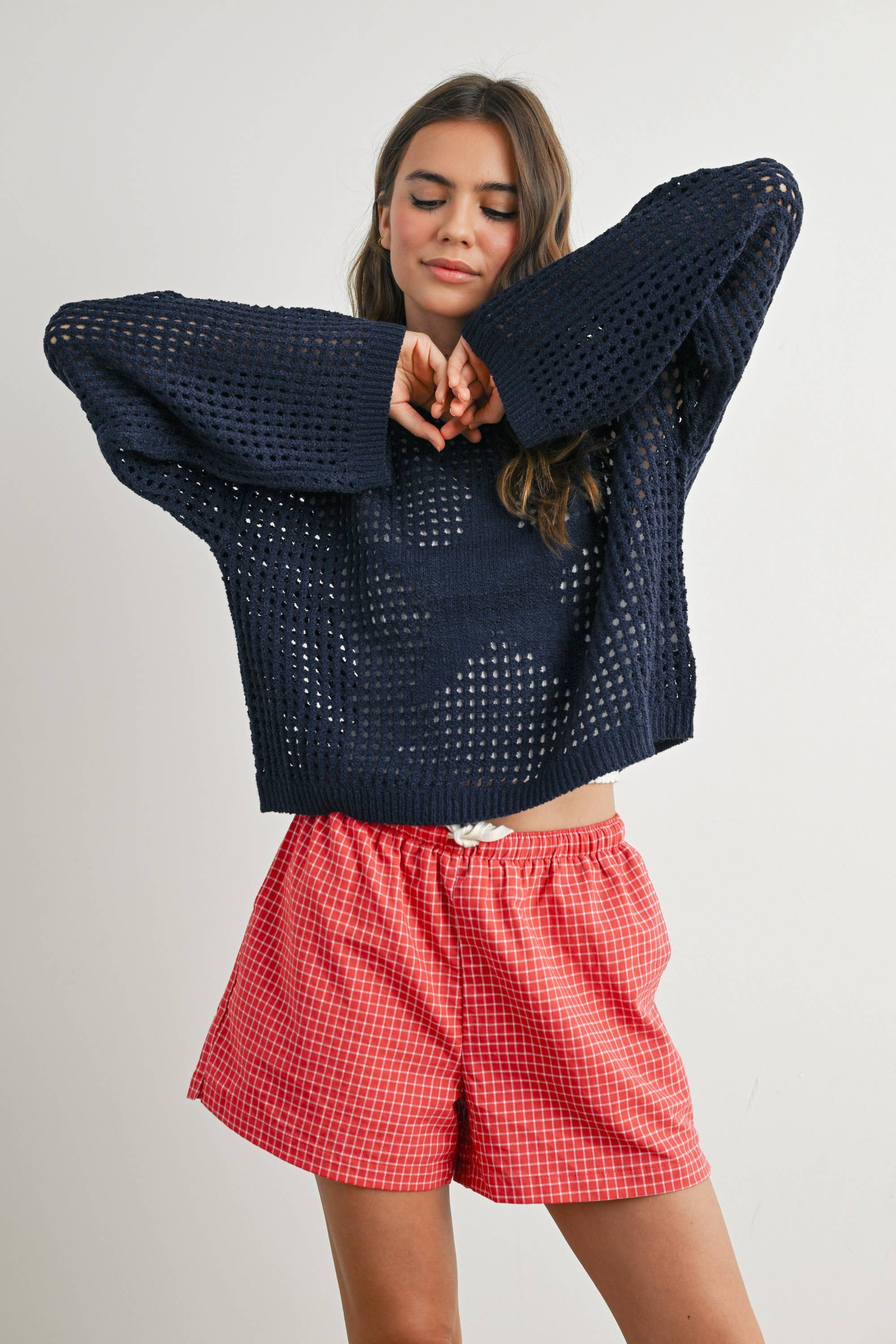 Crew Neck Crochet Sweater