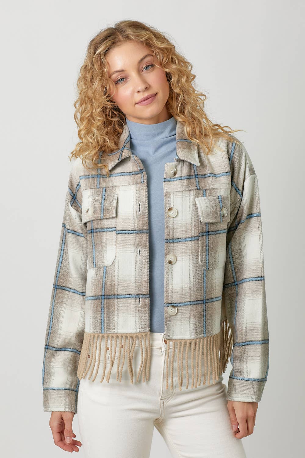 Fringe Plaid Jacket