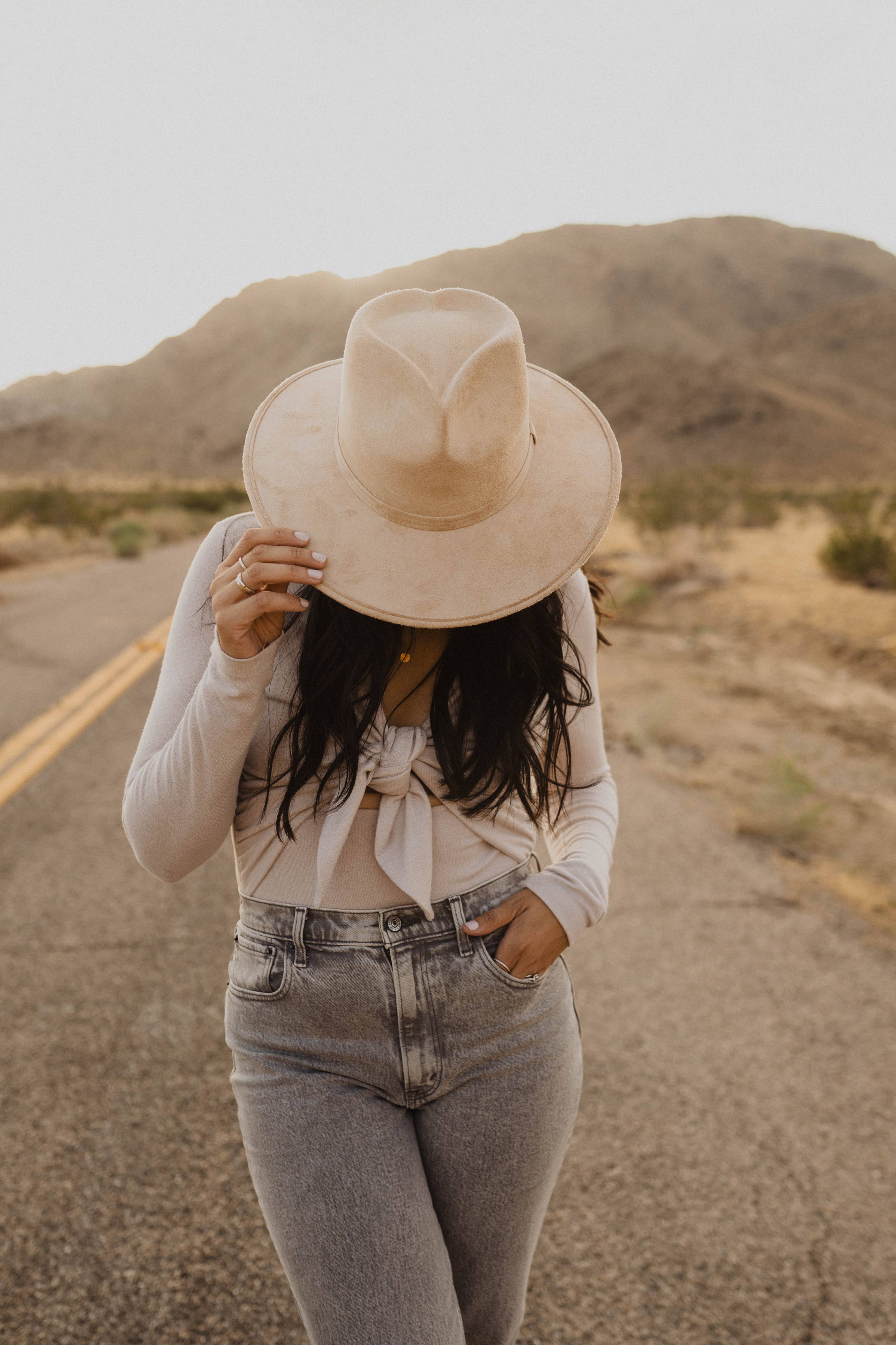 Sweetheart Fedora Hat: Nude