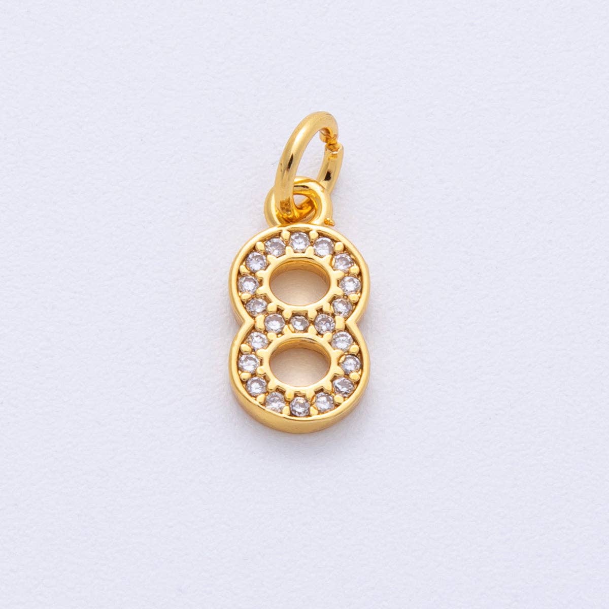 24K Gold Filled 14mm Number 0-9 Clear Micro Paved CZ Charm