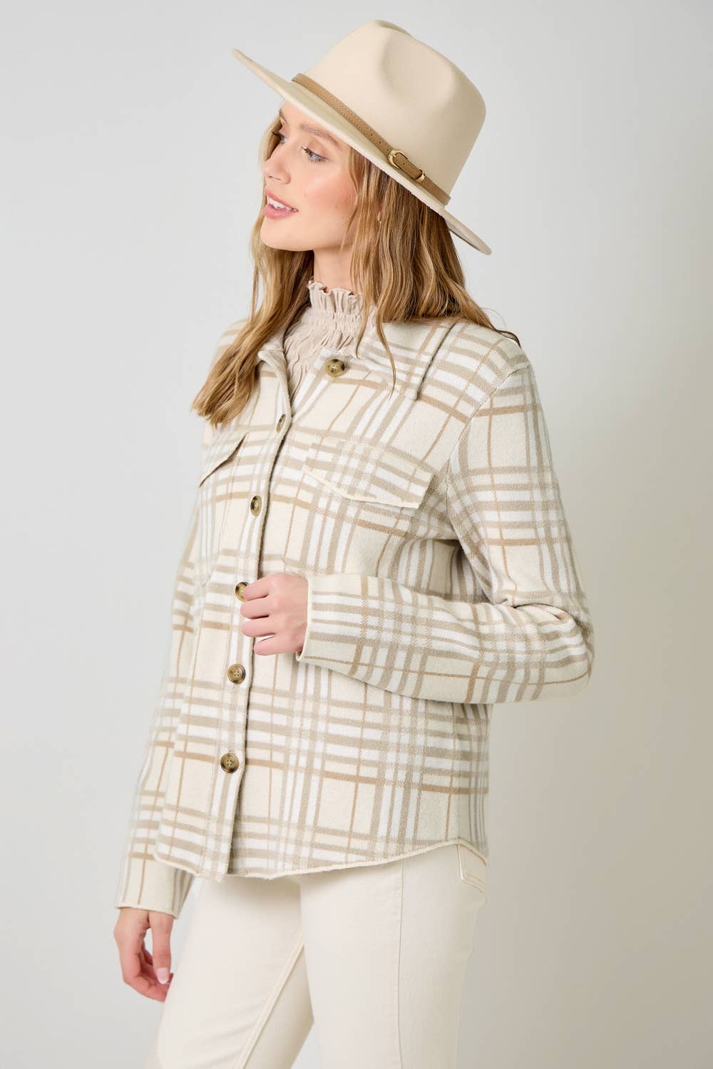 60843 Check Patterned Sweater Jacket