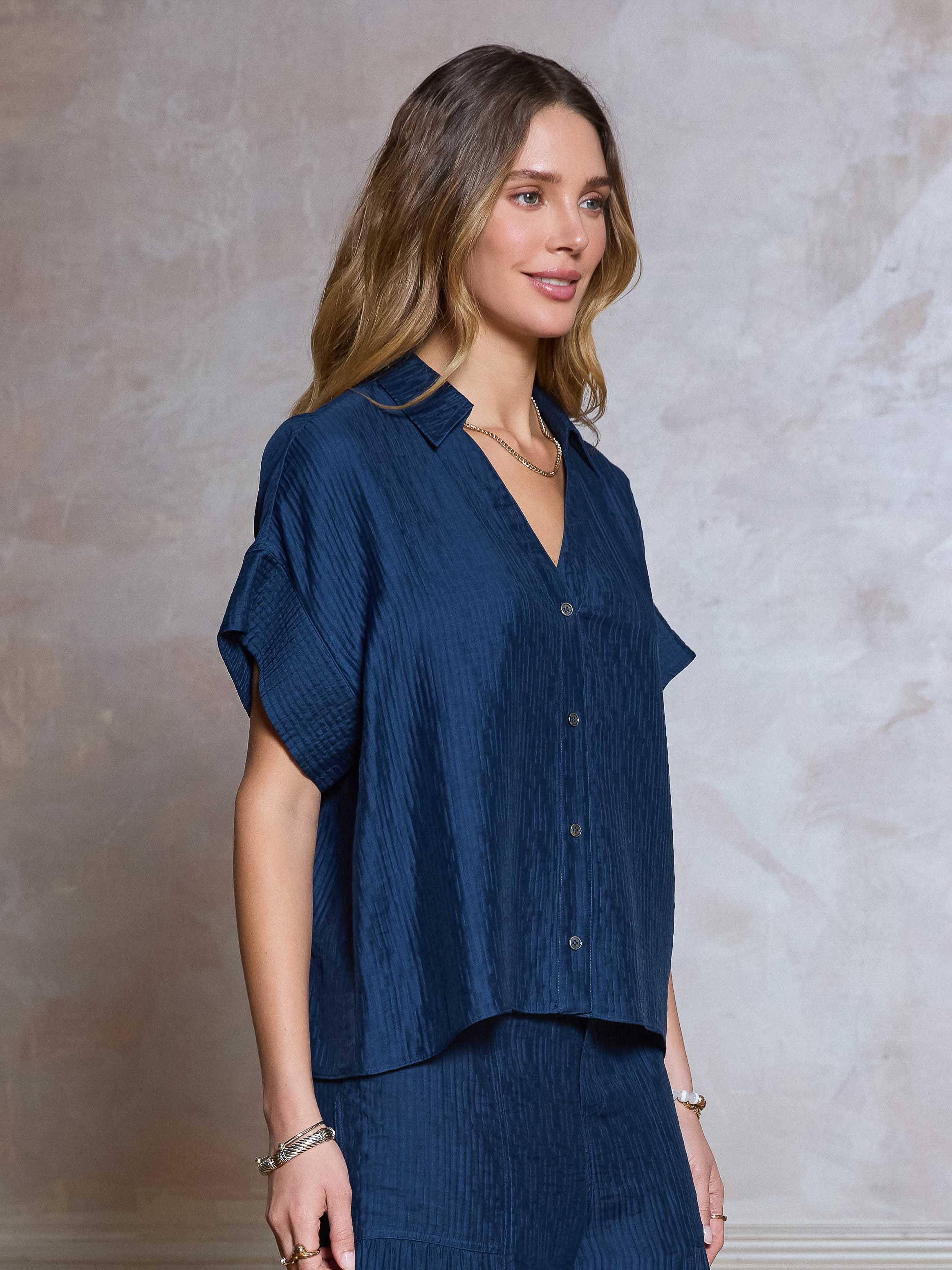 Oversized Textured Collared Shirt