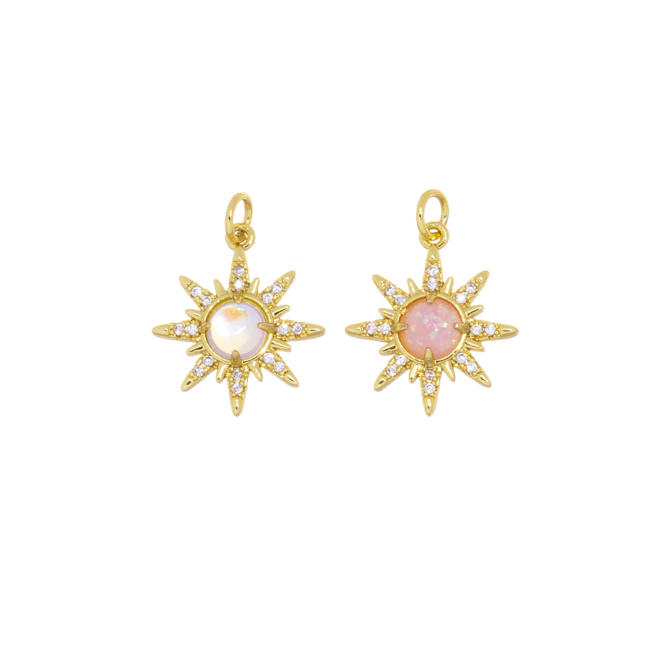 Opalite Starburst CZ Charm