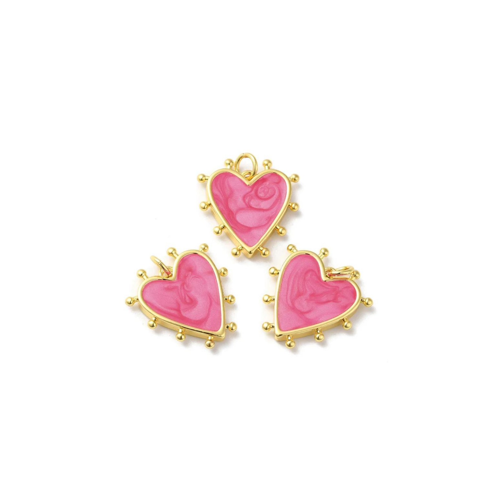 Pink Marbled Heart Charm