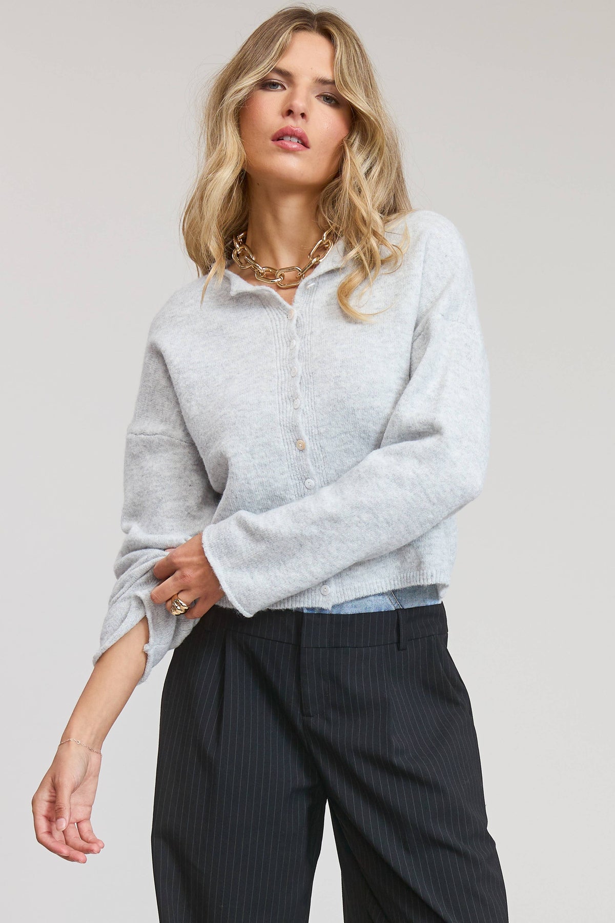 Open-Pack Essential Button Down Cardigan Top