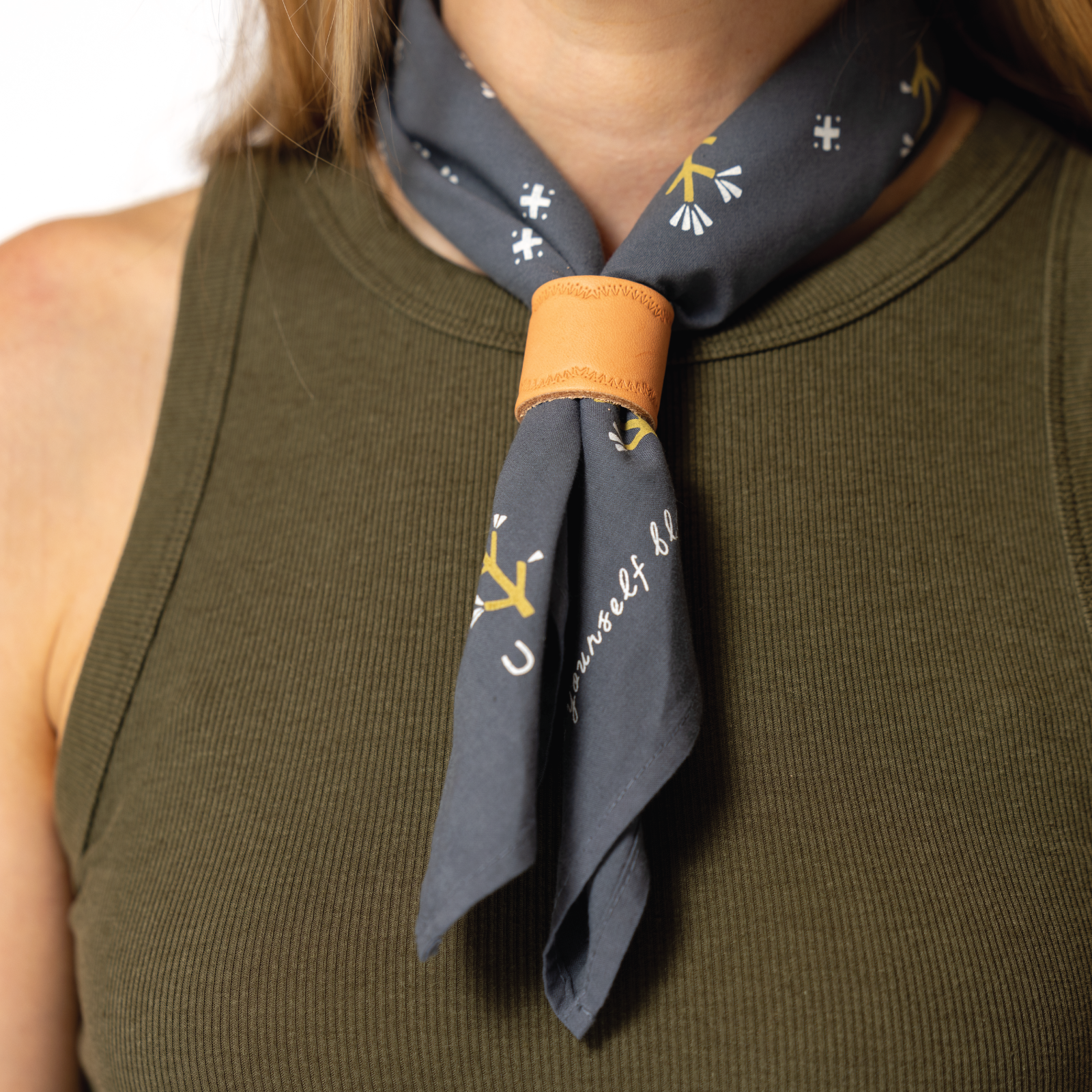 Handmade in USA leather bandana slide - arch