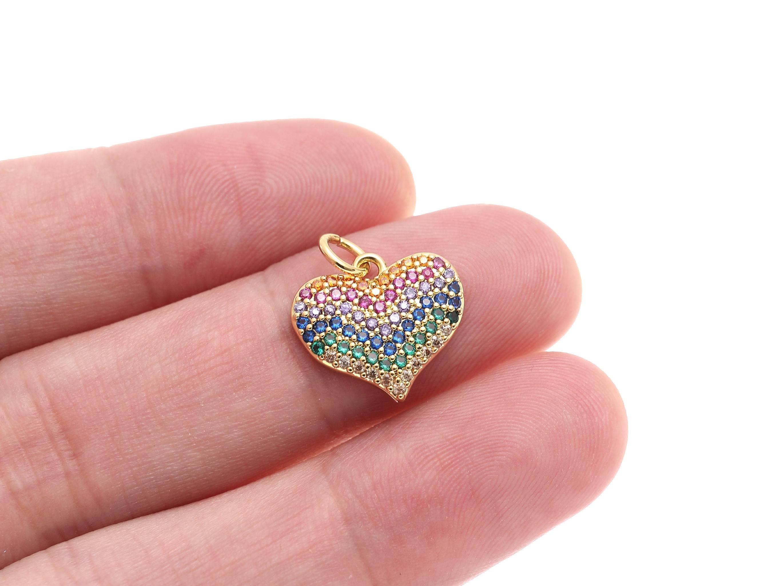 Gold Heart CZ Charm