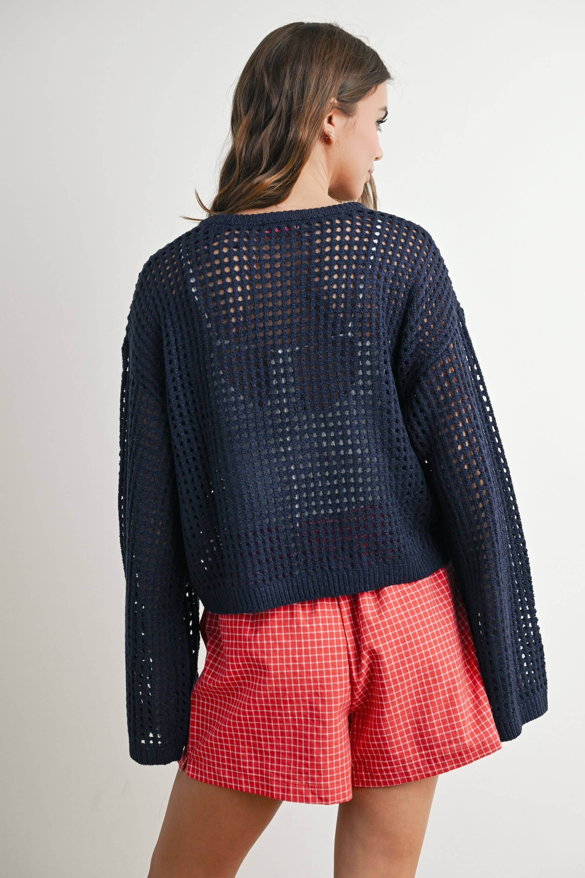 Crew Neck Crochet Sweater
