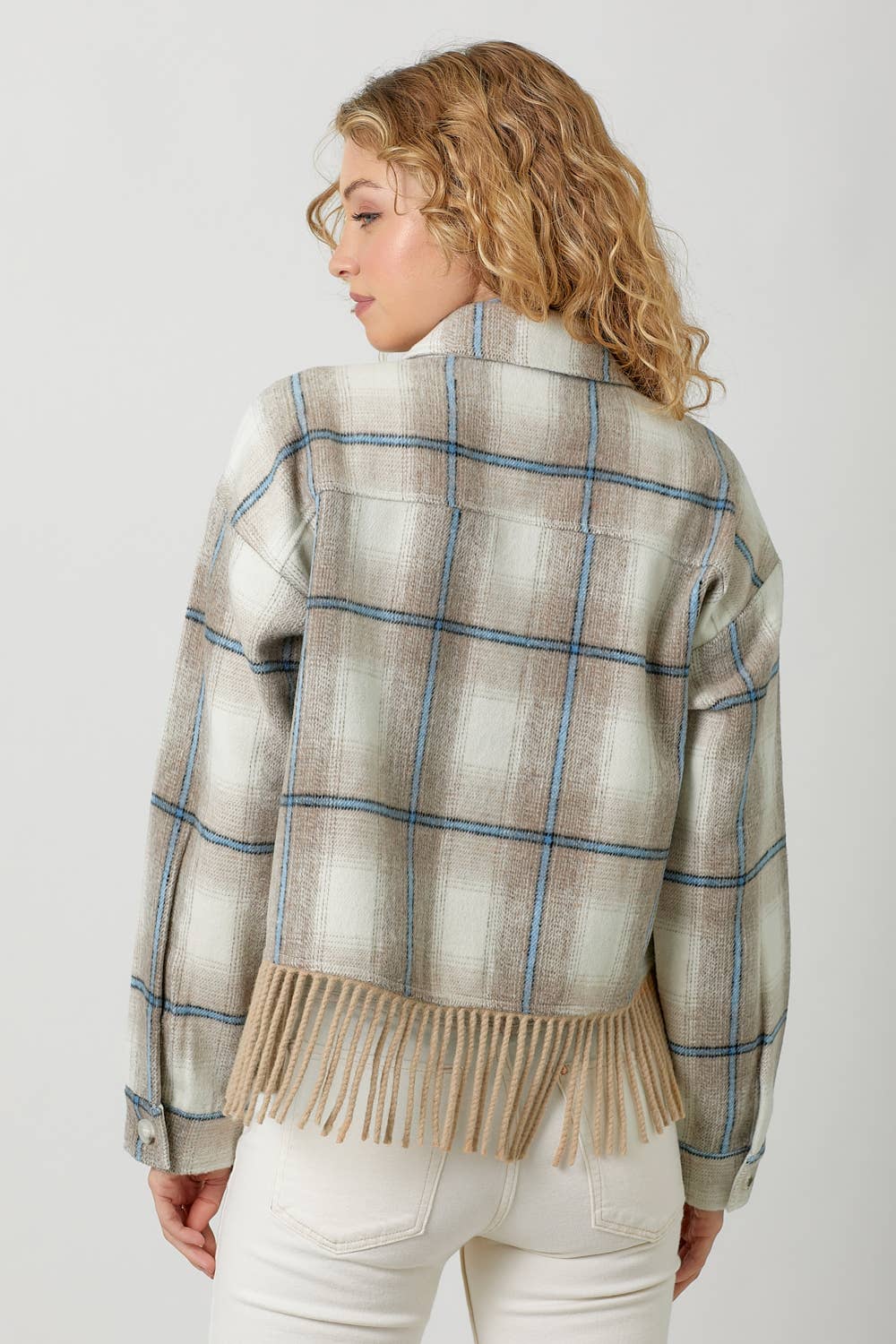 Fringe Plaid Jacket