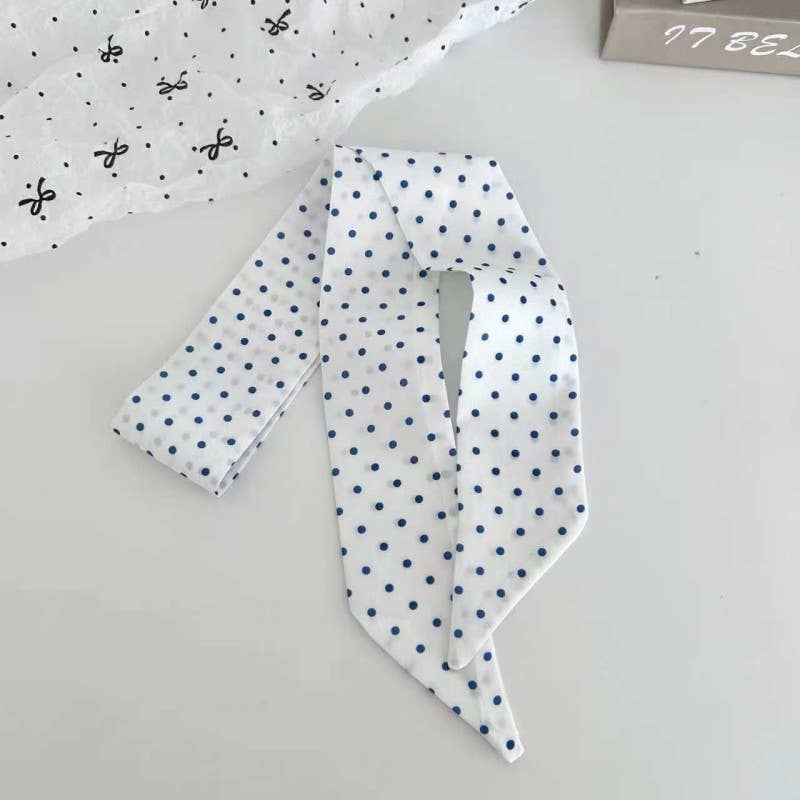 Vintage-Style Skinny Twilly Scarf-Polka Dot & Gingham