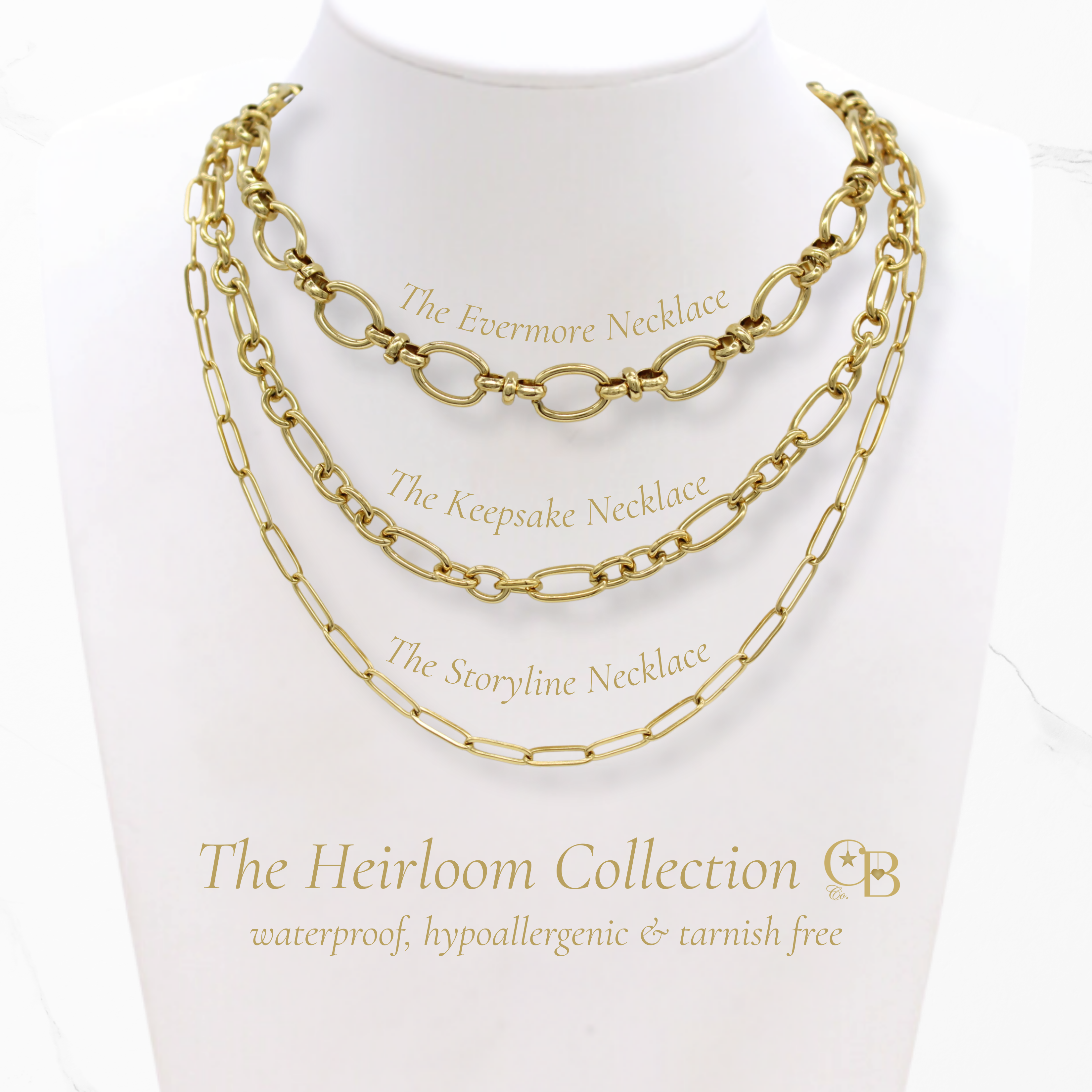 Gold Evermore Necklace | Waterproof, Hypoallergenic & Tarnish Resistant