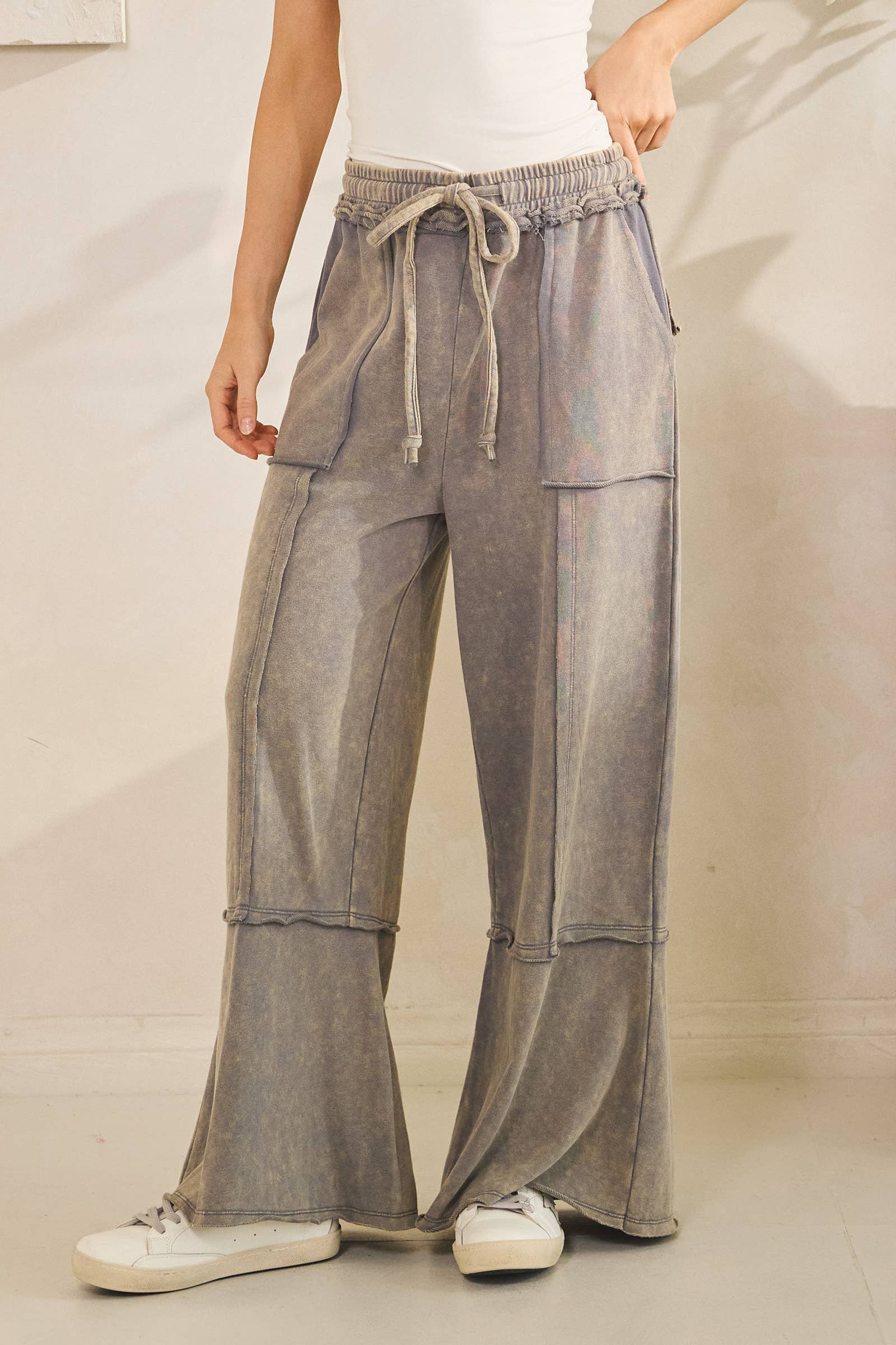 MINERAL WASHED TERRY KNIT PANTS