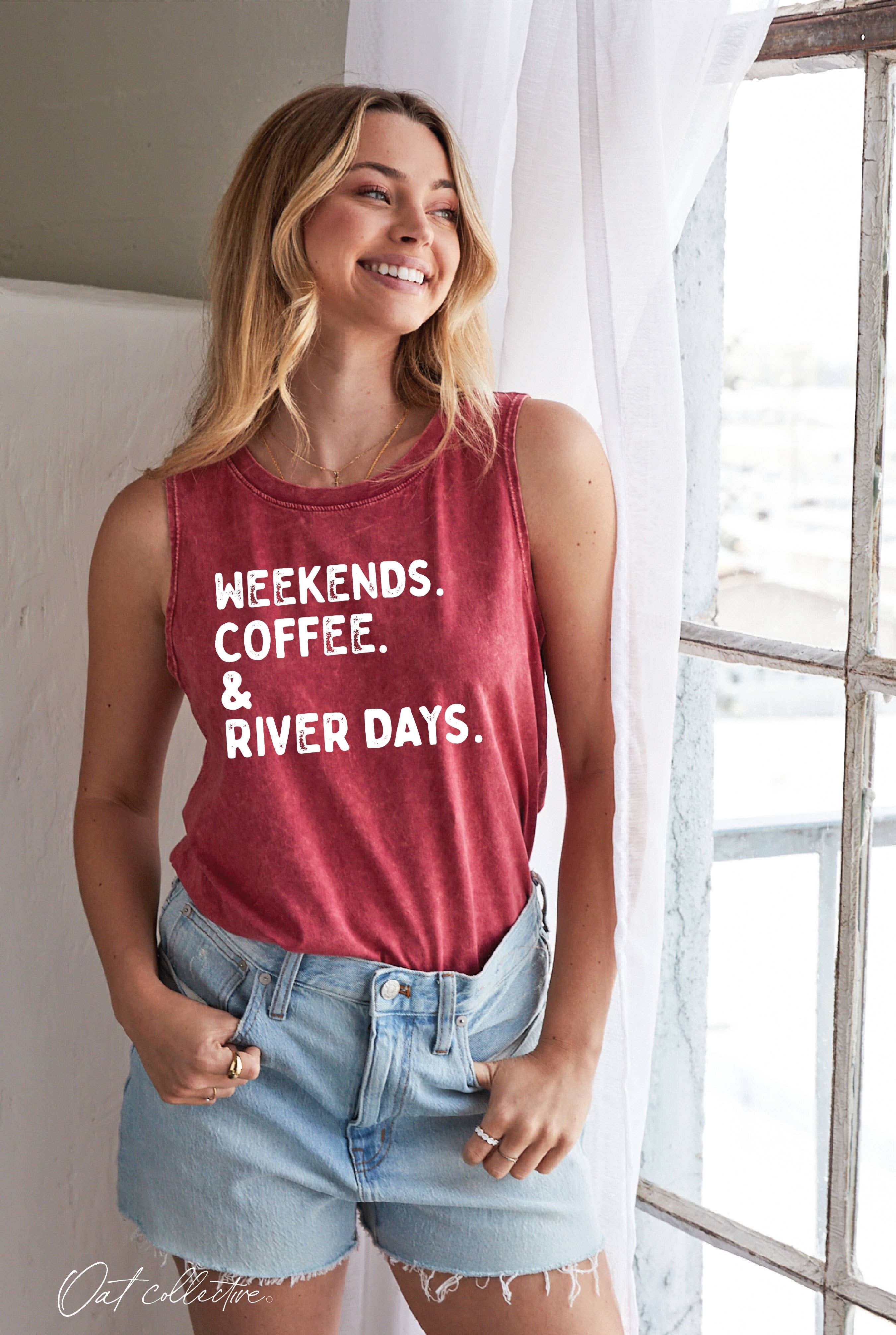 WEEKENDS COFFEE AND RIVER DAYS Mineral Graphic Tank Top
: DENIM BLUE / X-LARGE