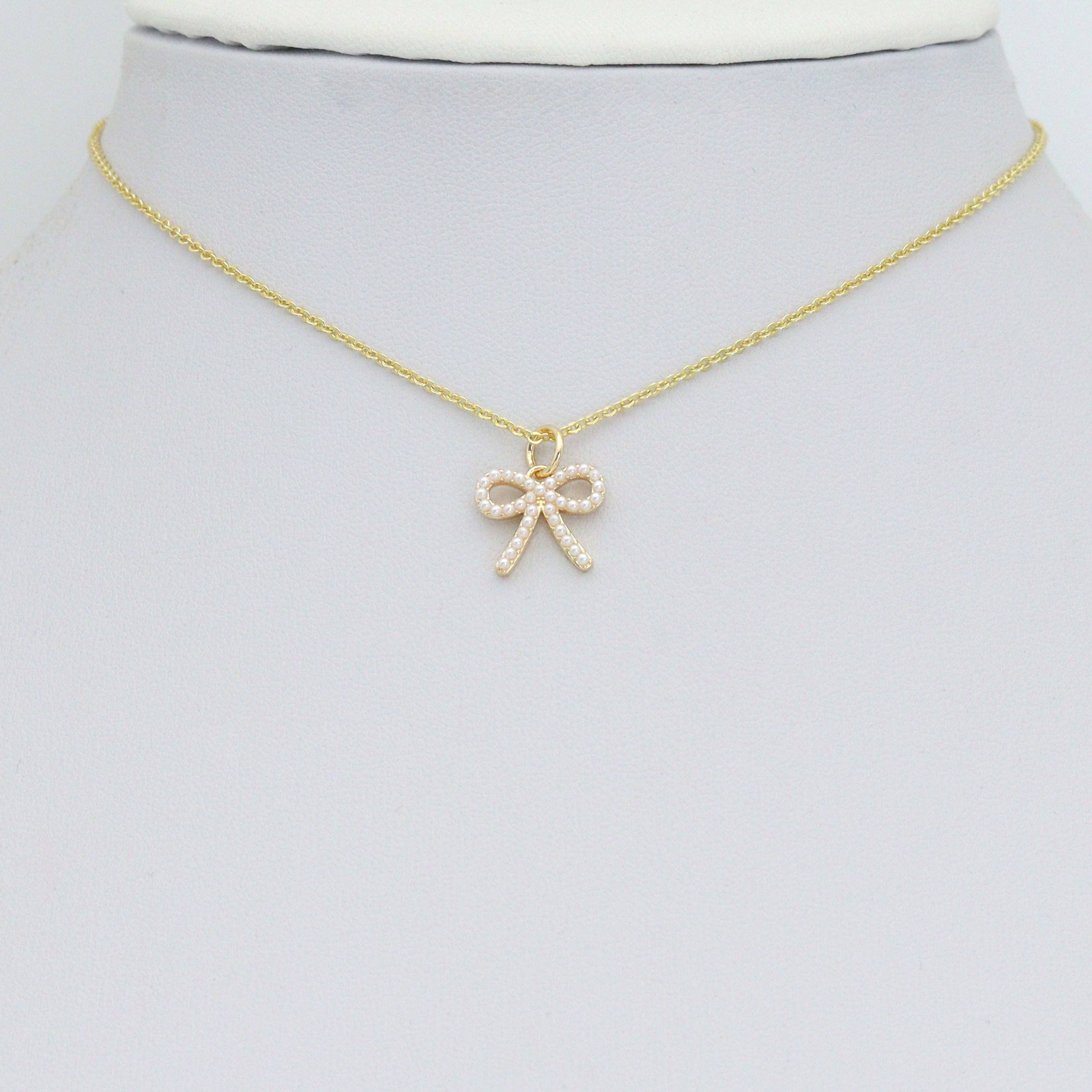 Cute Pearl Bowknot Charm Pendant
