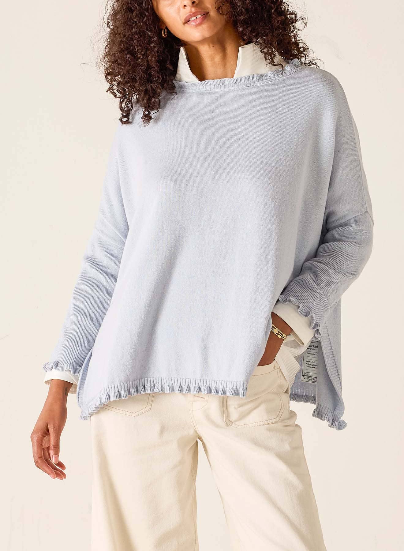 Catalina Cotton Ruffle Sweater - Dreamy Blue