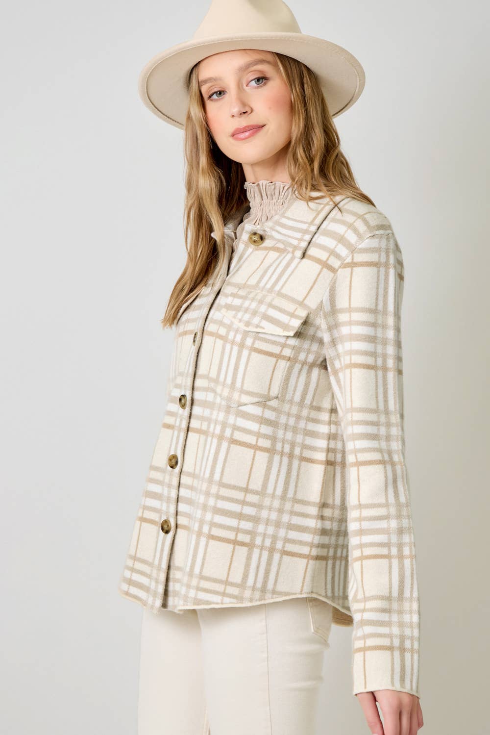 60843 Check Patterned Sweater Jacket