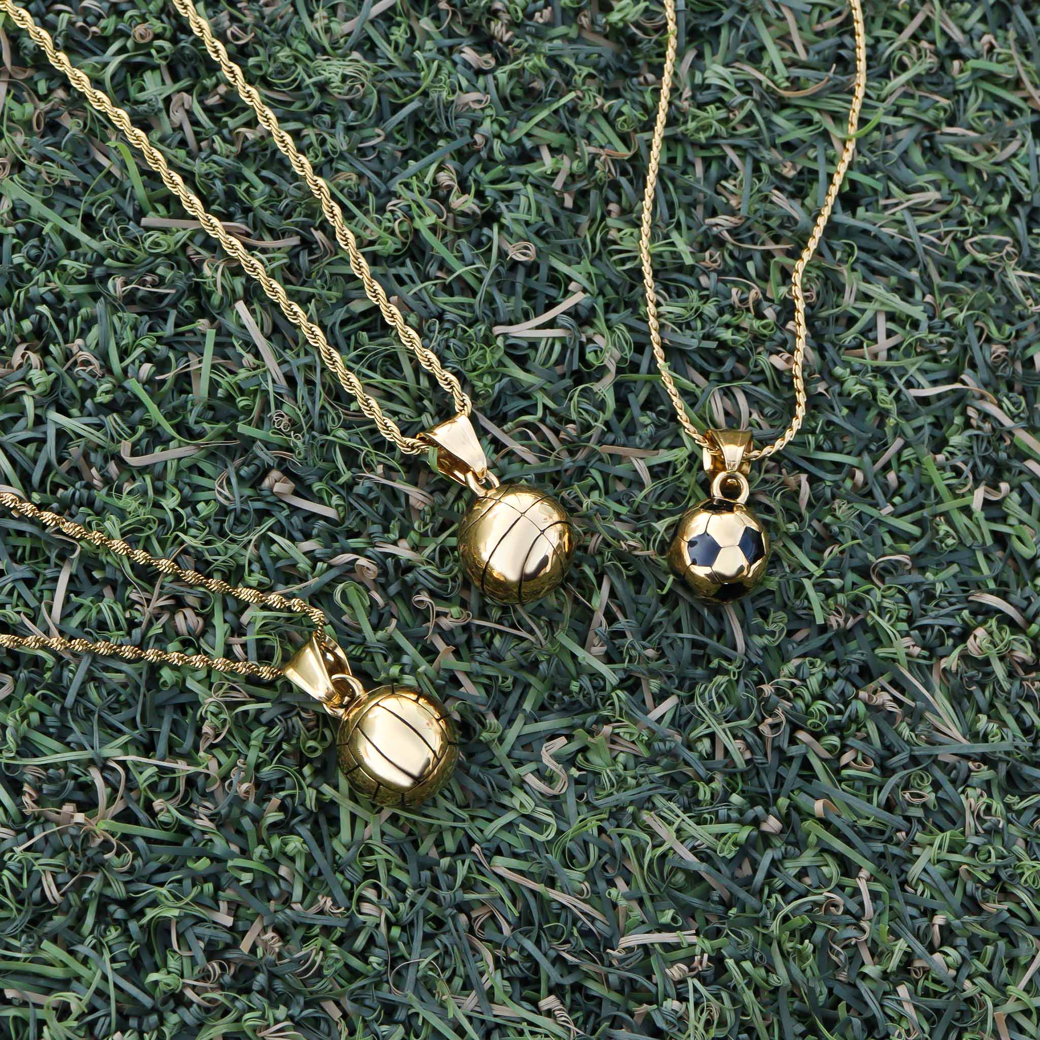 18K Gold PVD Stainless Steel 3D Basketball Charm