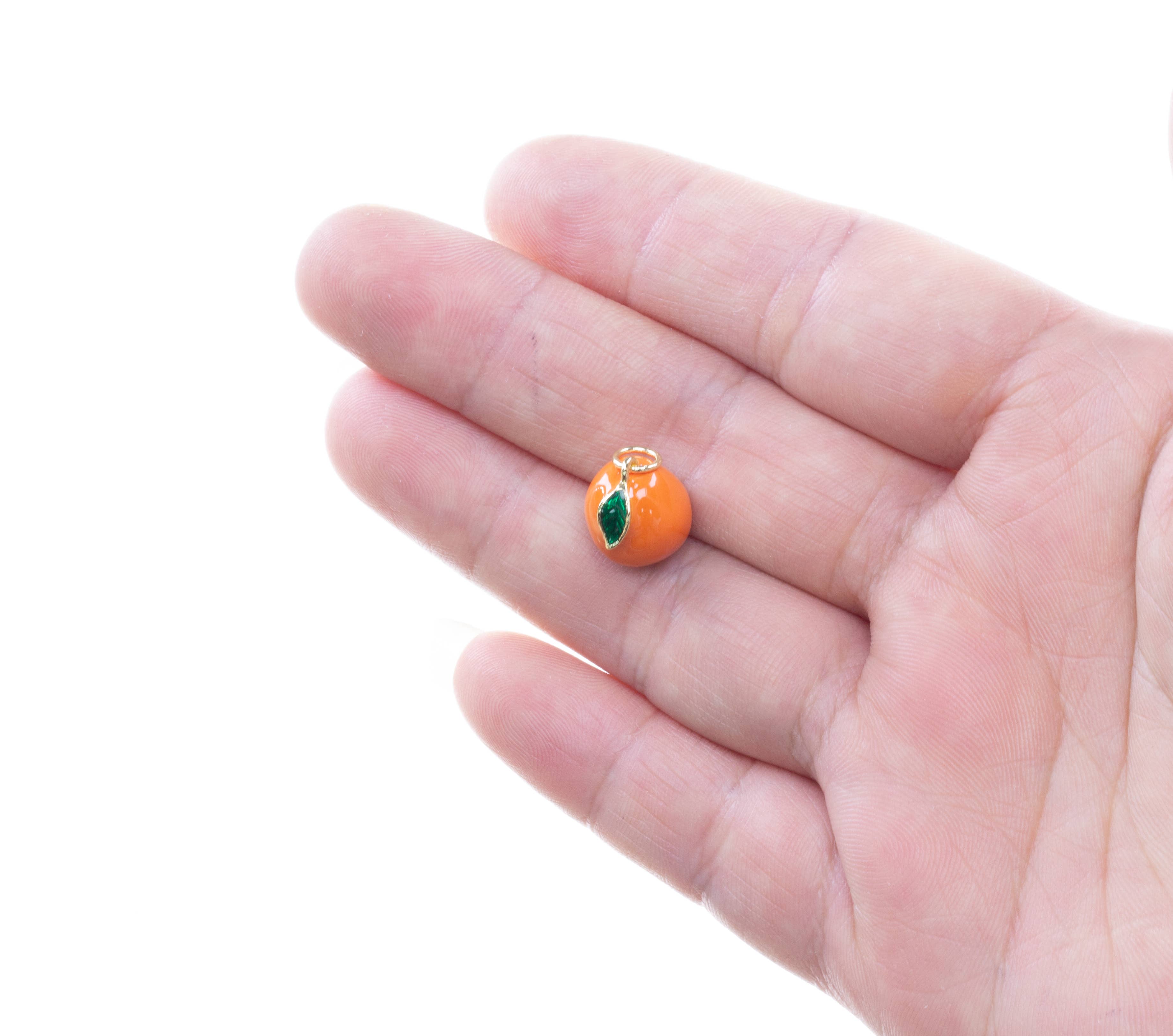 Orange Gold Charm for Jewelry Making, Fruit Charm,CPG2841