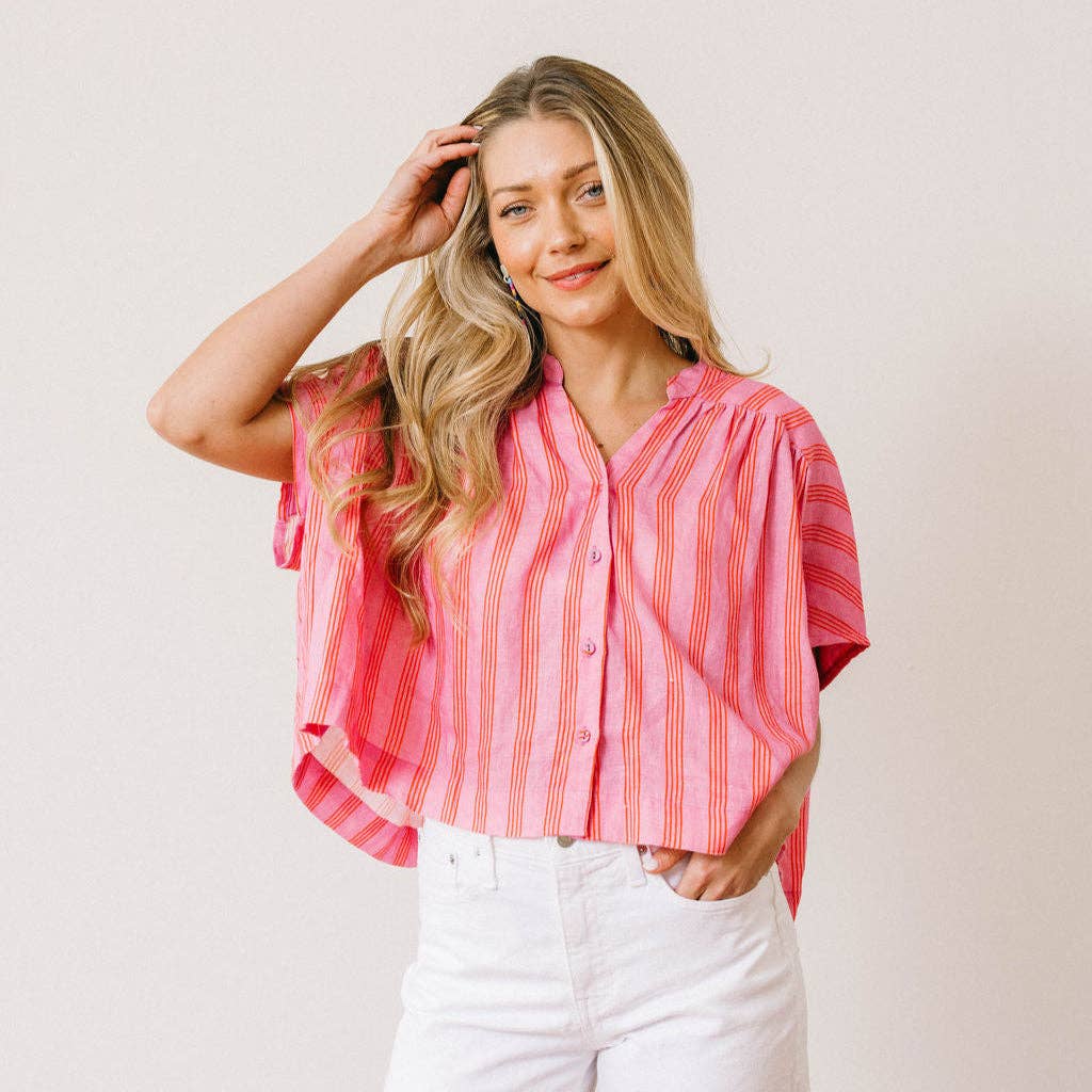 Orchid Pinstripe Savannah Top