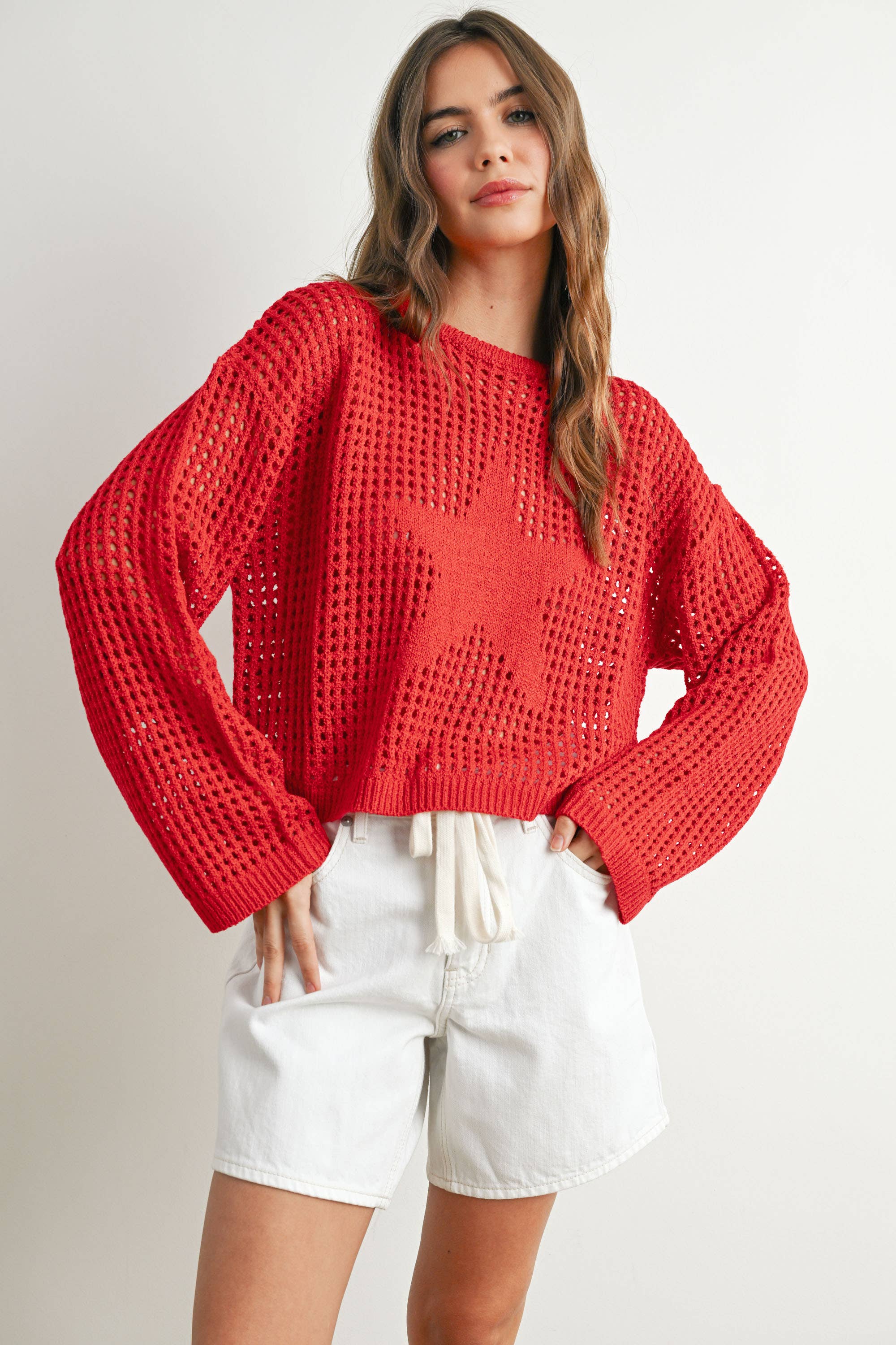 Crew Neck Crochet Sweater