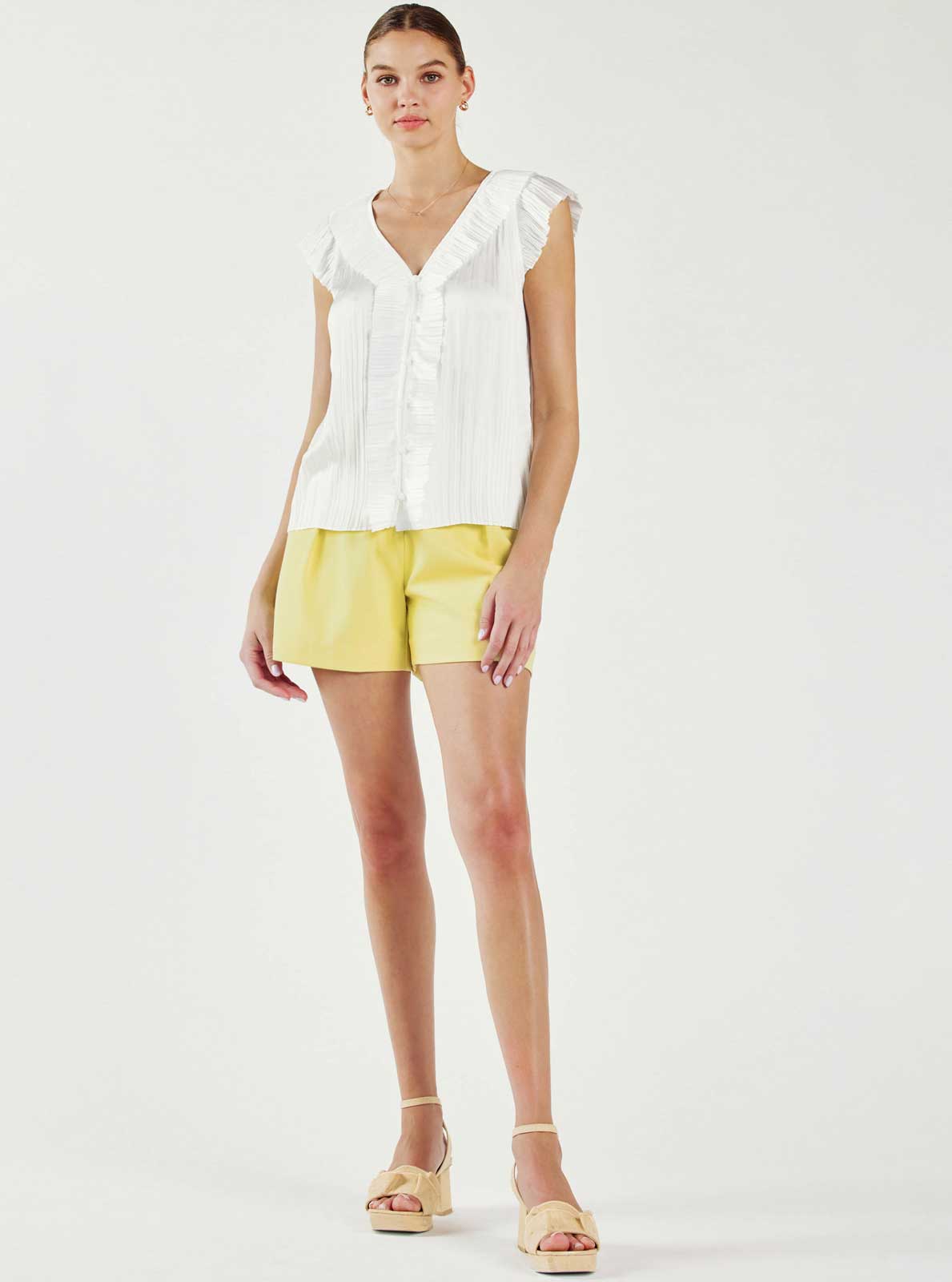 Button Front Pleated Blouse
