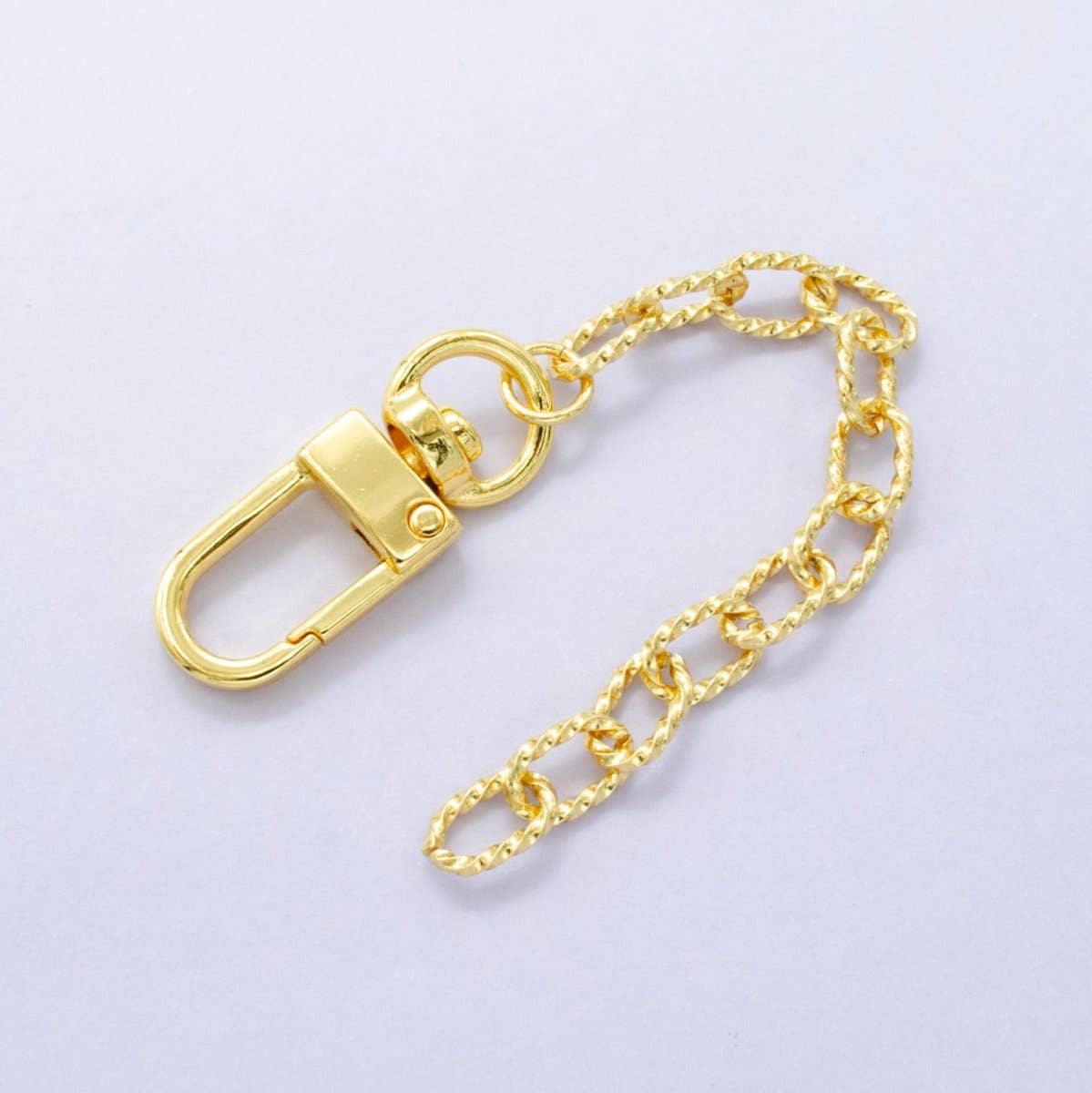 24K Gold Filled 5-Inch Twisted Cable Chain Bag Purse Charm Swivel Keychain