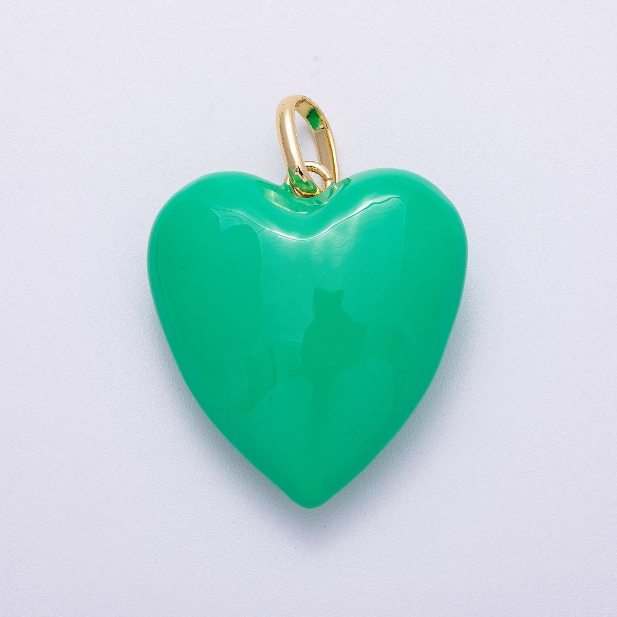 16K Gold Filled 35mm Colorful Pastel Enamel Chubby Heart Pendant | Charms-00583 ~ Charms-00588