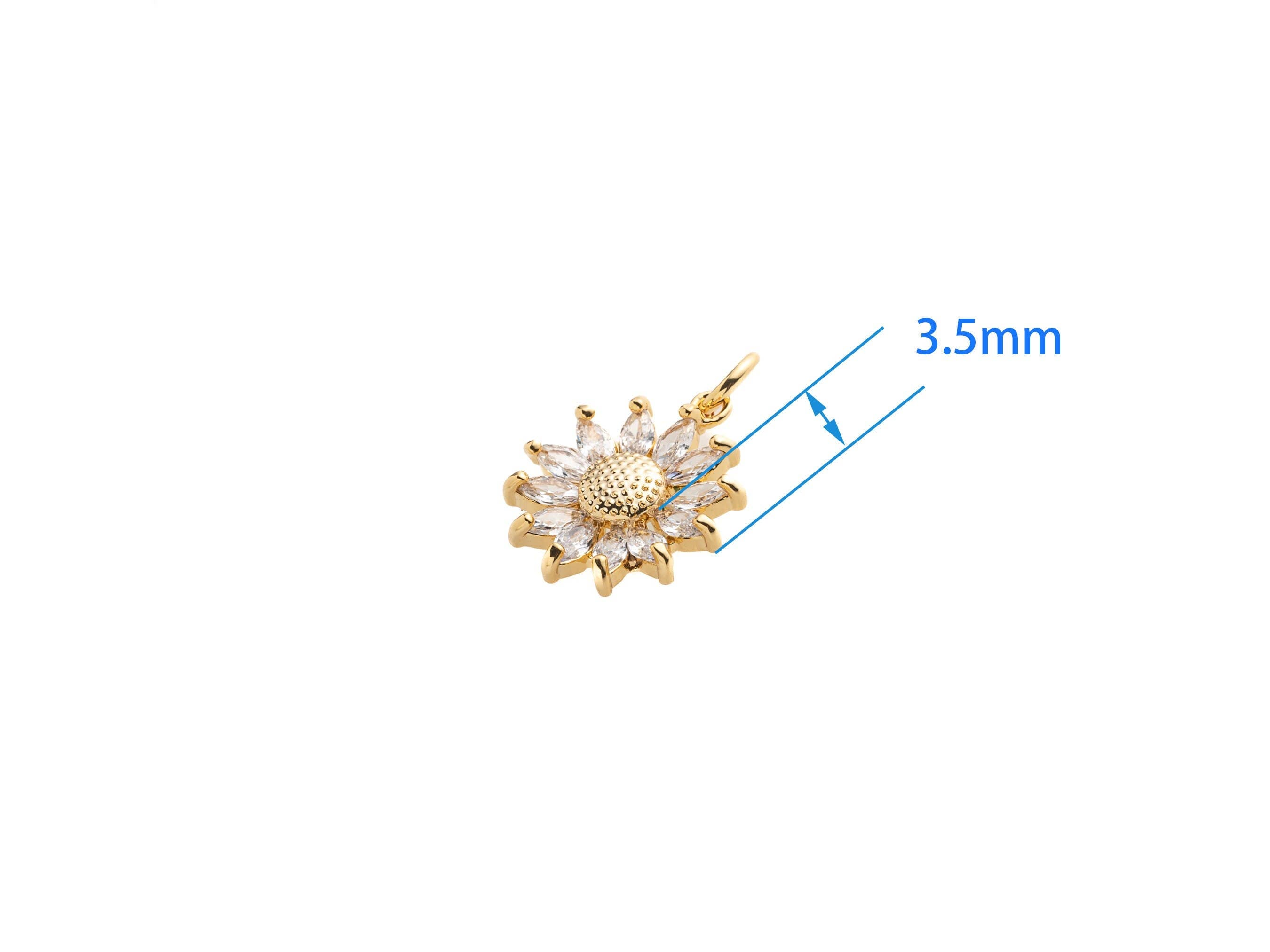 Sunflower Daisy Gold Charm Pendant with