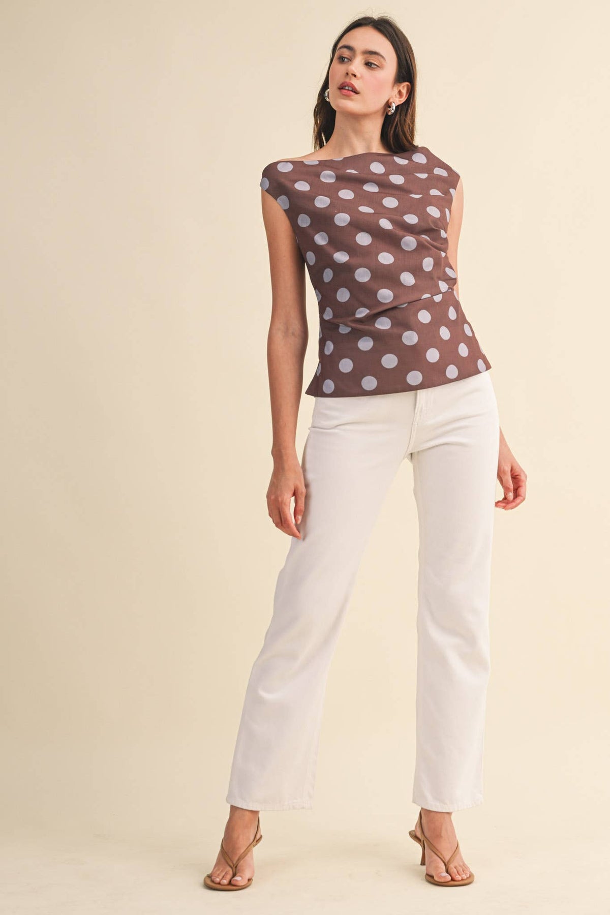 POLKA DOT OFF SHOULDER TOP