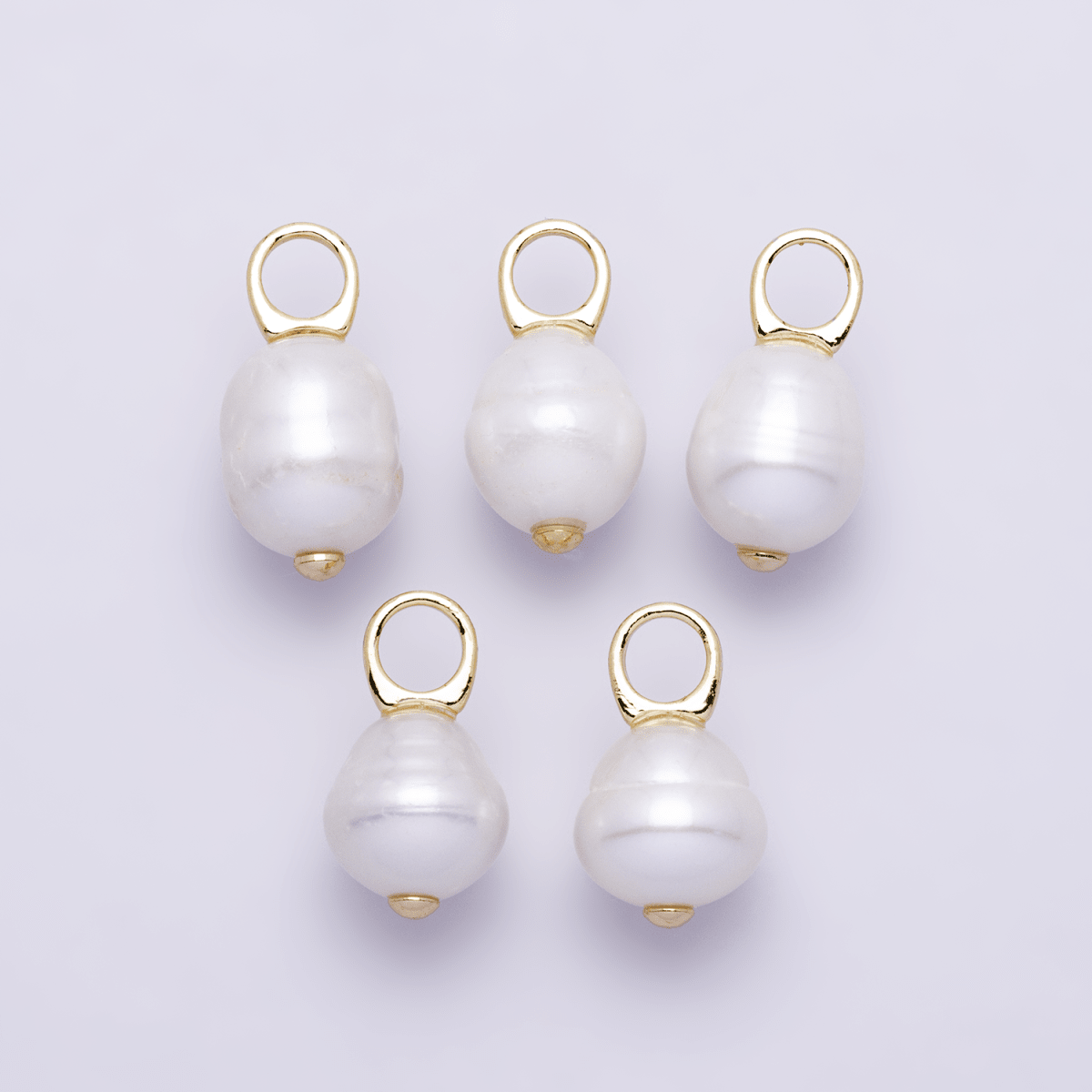 14K Gold Filled White Ringed Baroque Freshwater Pearl Drop Pendant | P1734