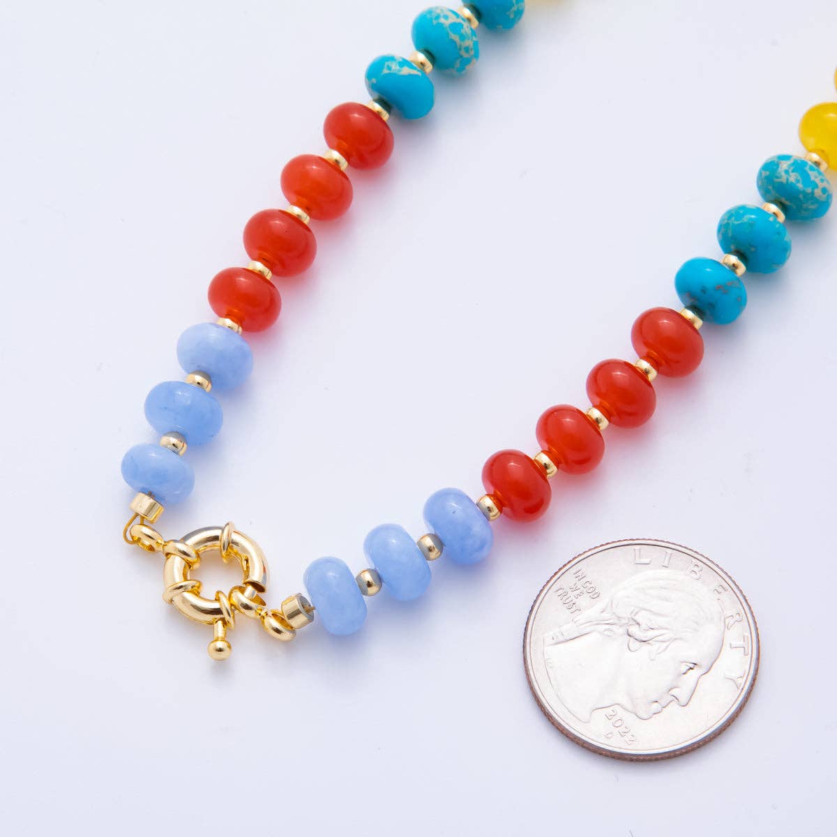 Candy Gemstone Beaded Chain Necklace