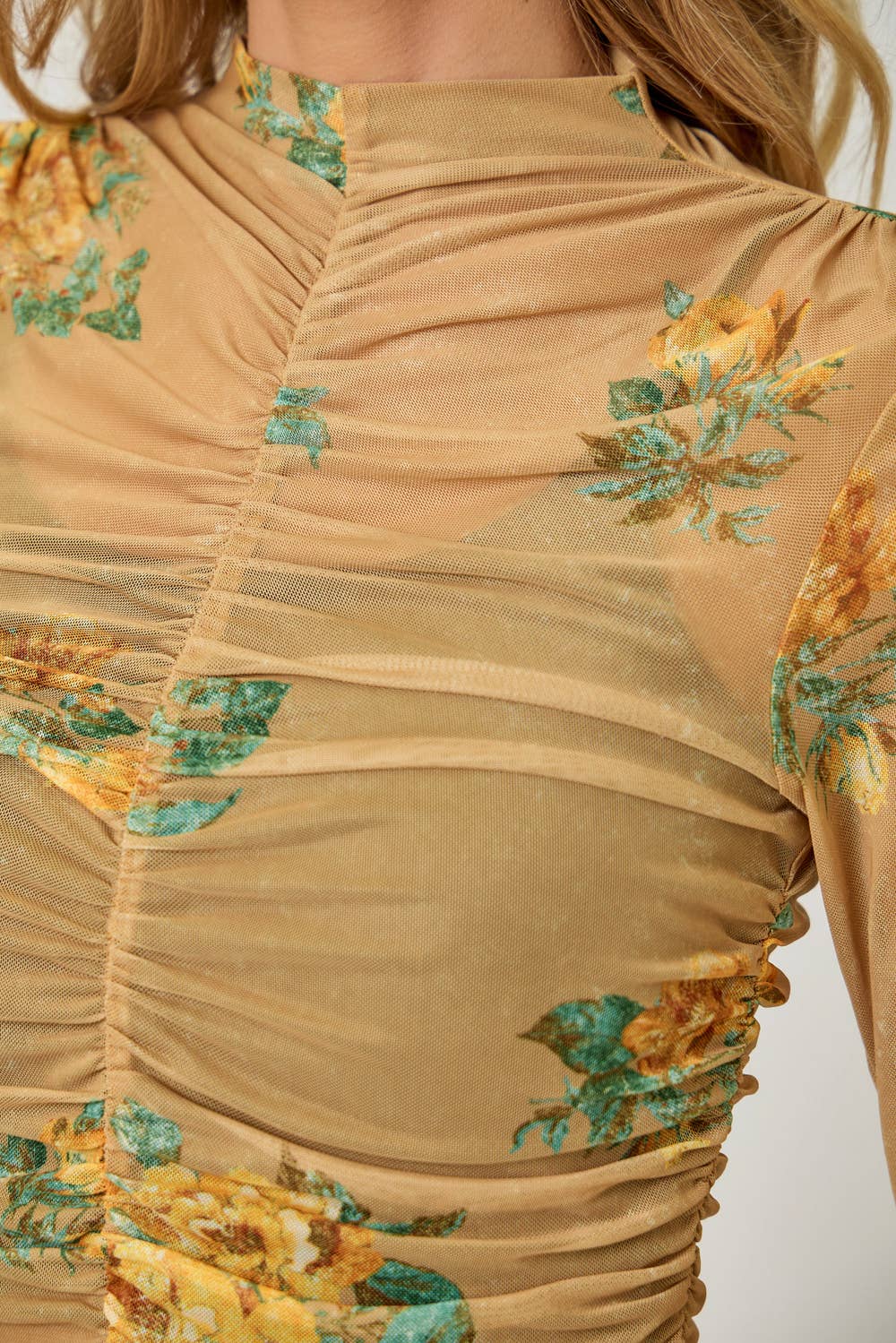 Mock Neck Ruching Top
