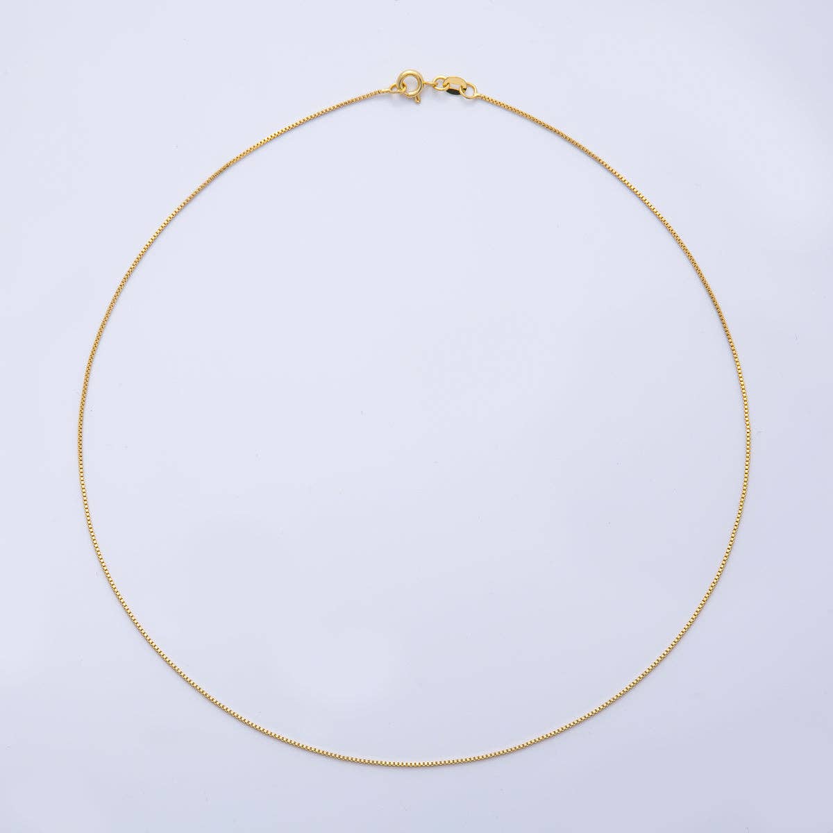 18K Gold Filled 1mm Minimalist Box Chain 17.5 Inch Necklace | WA-3987