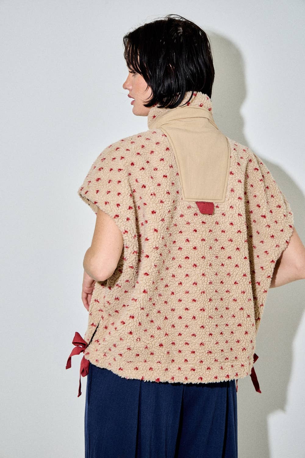 FUZZY POLKA DOT VEST JACKET