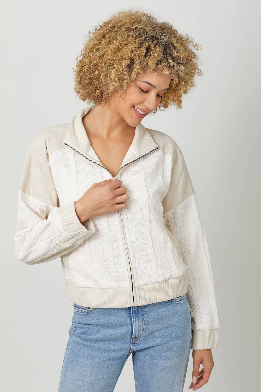 Mixed Media Bomber Jacket