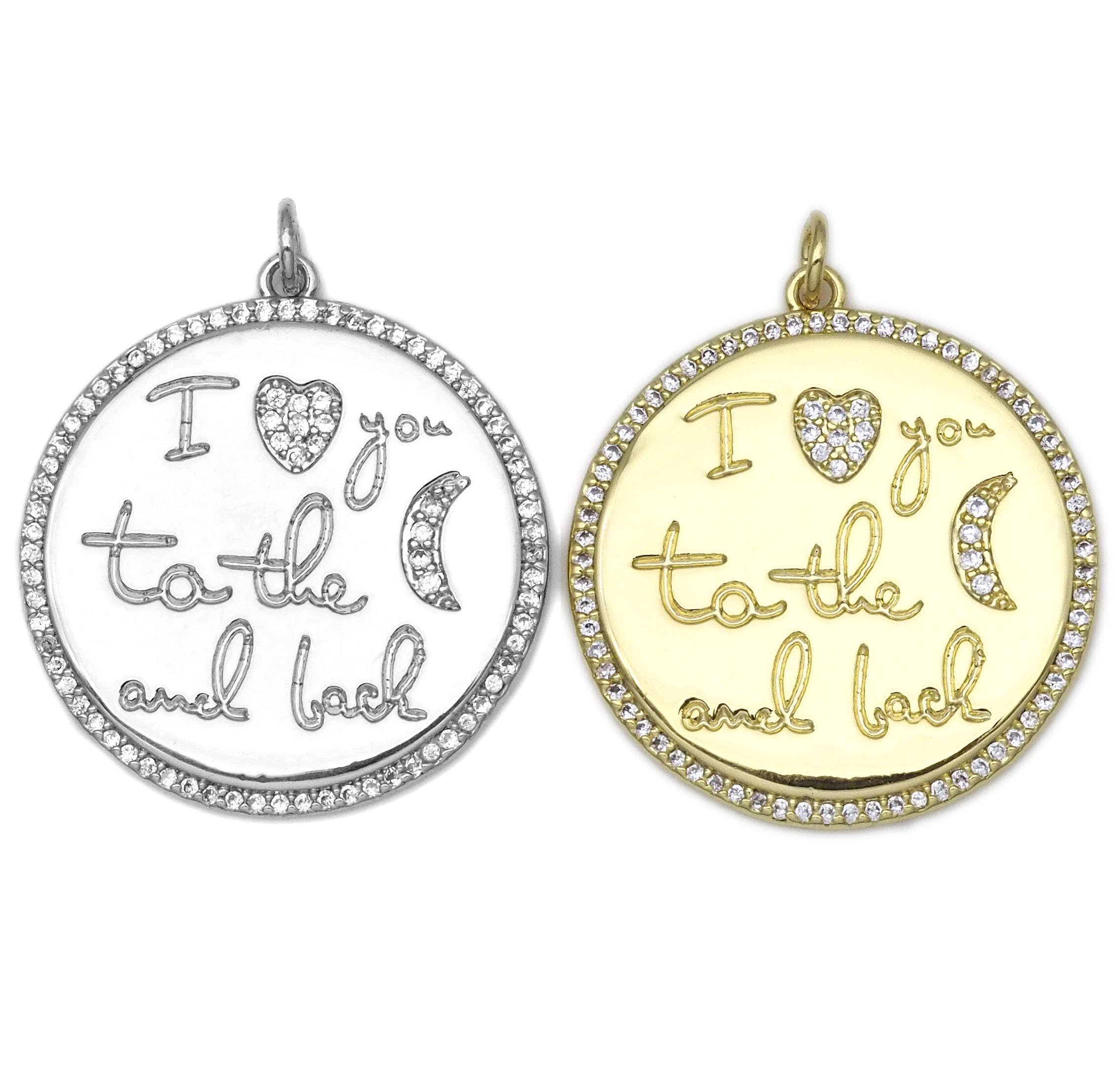 Heart Moon Round Coin Pendant Charm