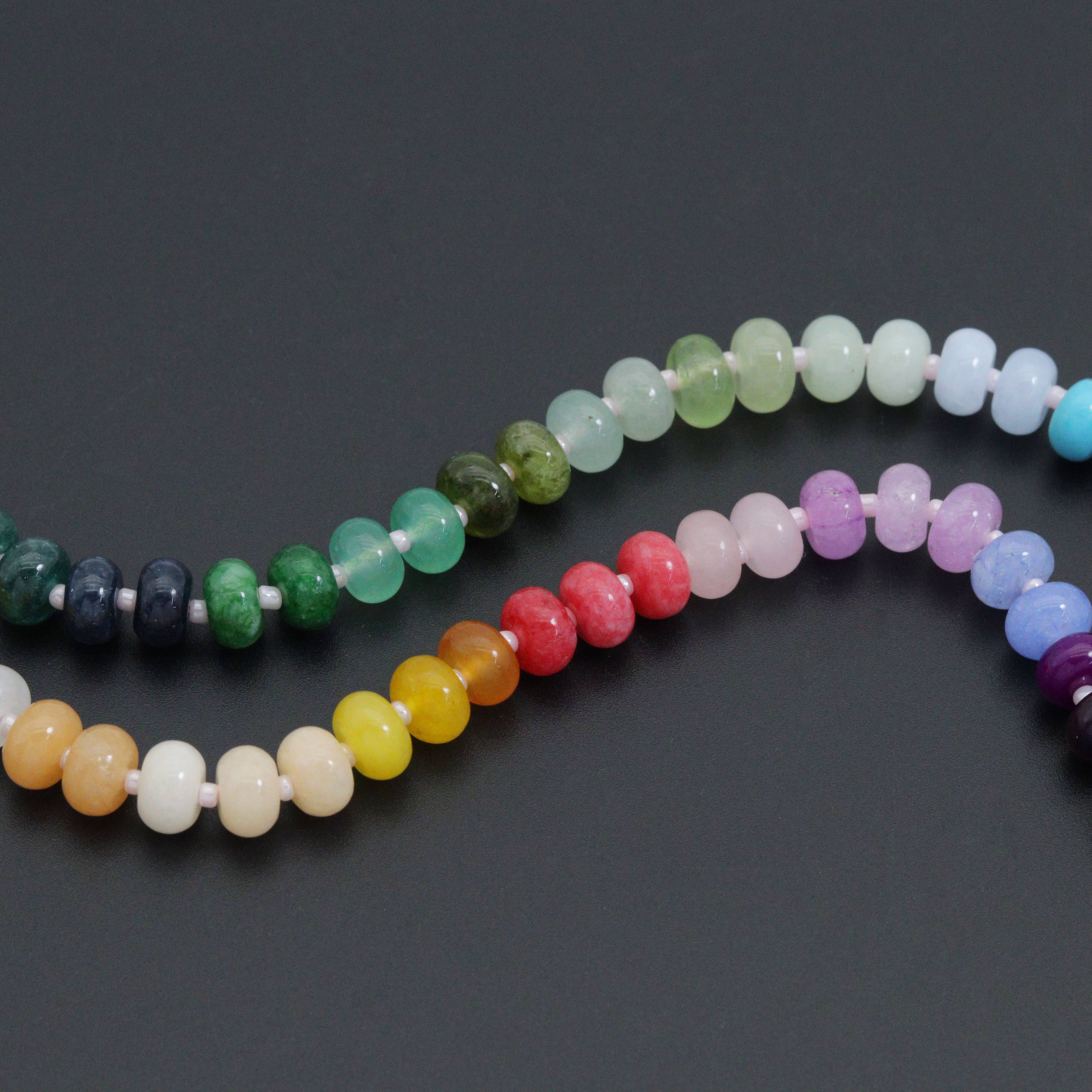 Natural Roundelle Gemstone Rainbow necklace, SKU# EF762