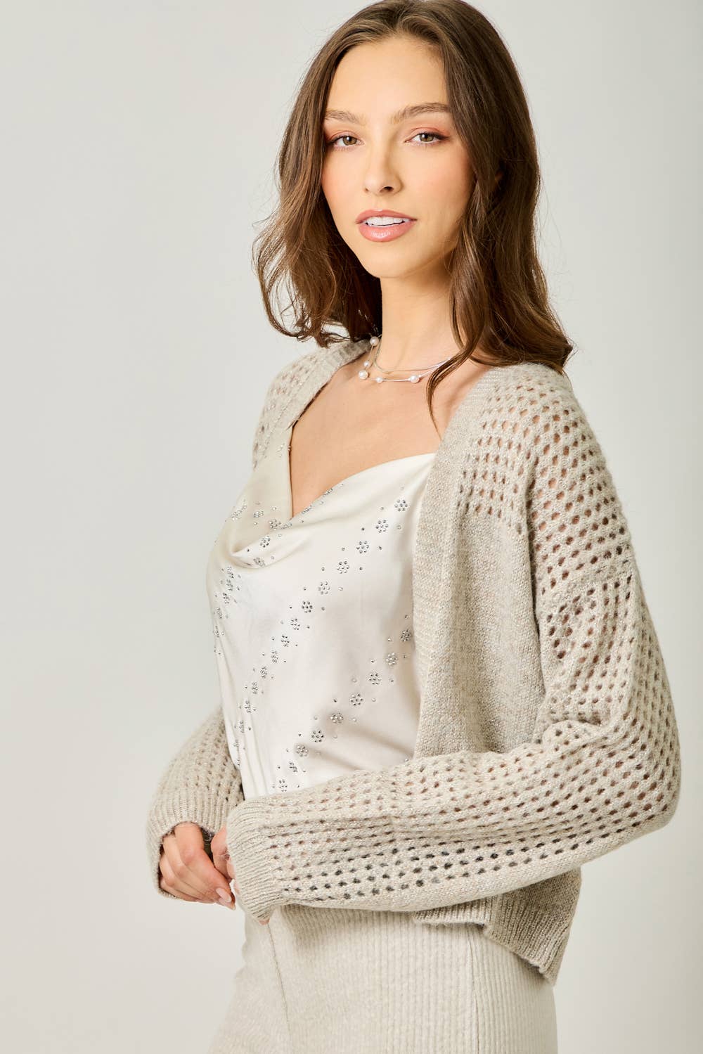 Metallic Sweater Cardigan