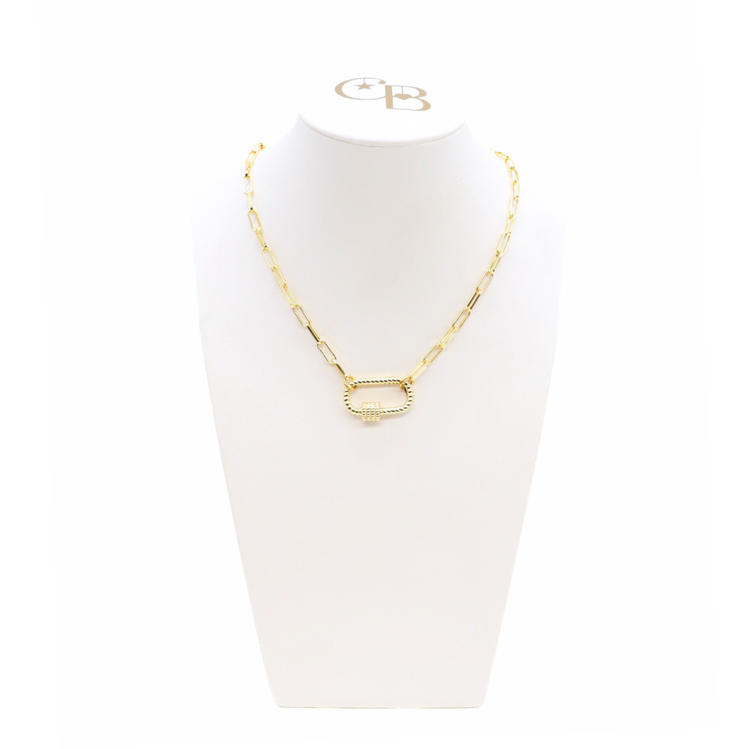 Gold Ashley (Box) Necklace with Bella Carabiner