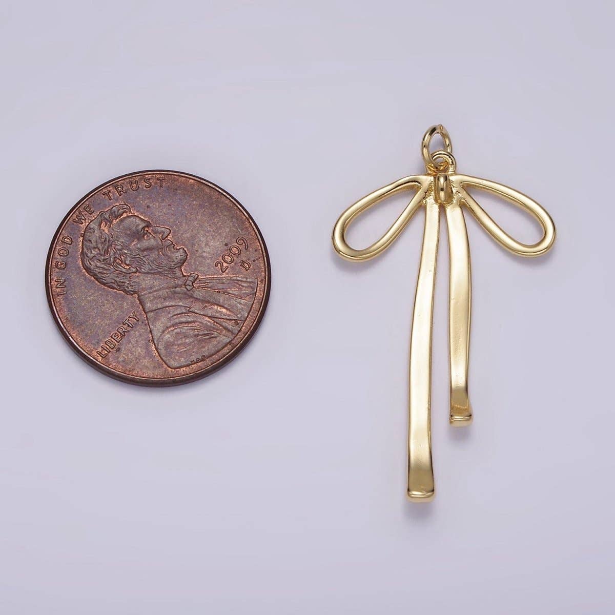 14K Gold Filled 30mm Ribbon Bow Minimalist Charm in Gold