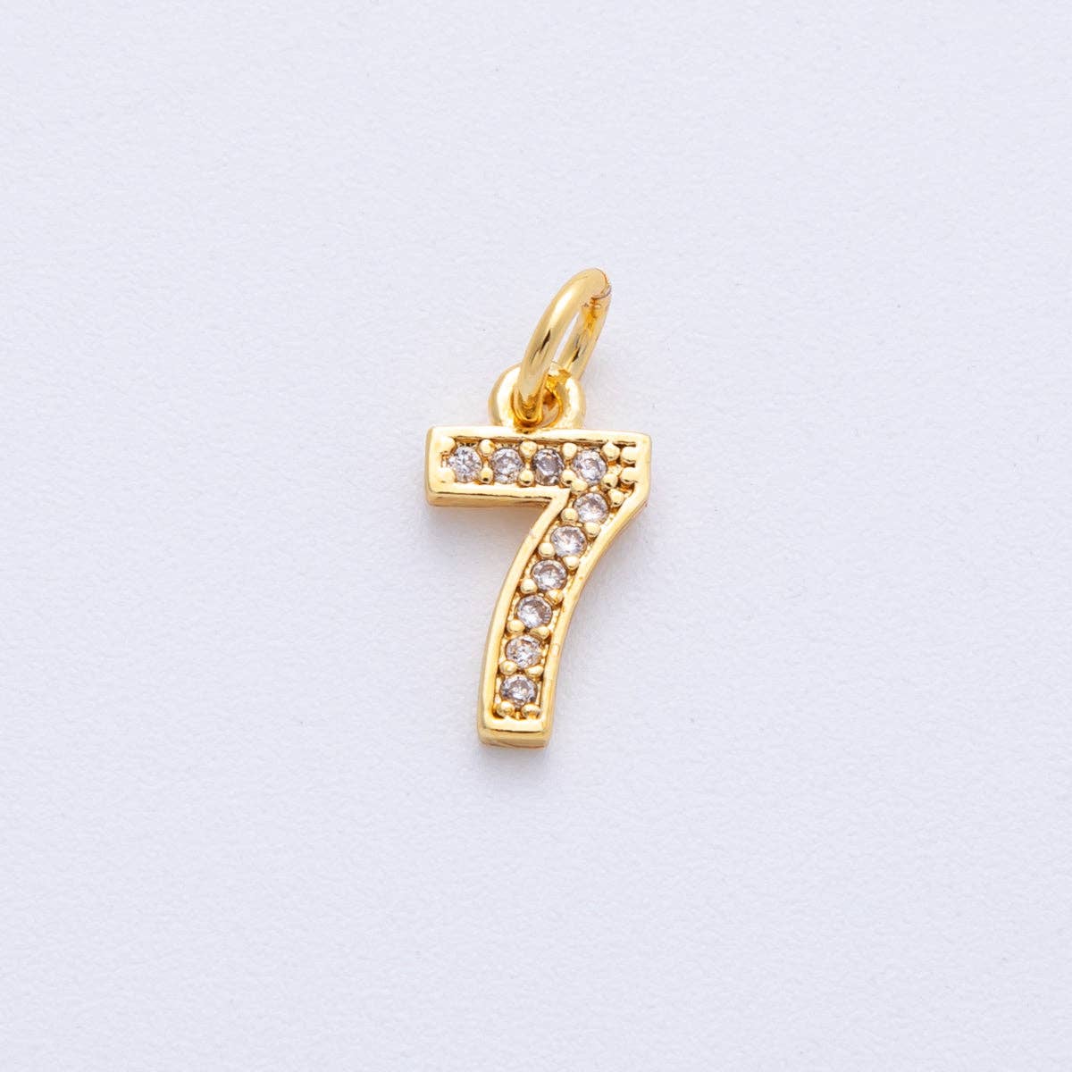 24K Gold Filled 14mm Number 0-9 Clear Micro Paved CZ Charm