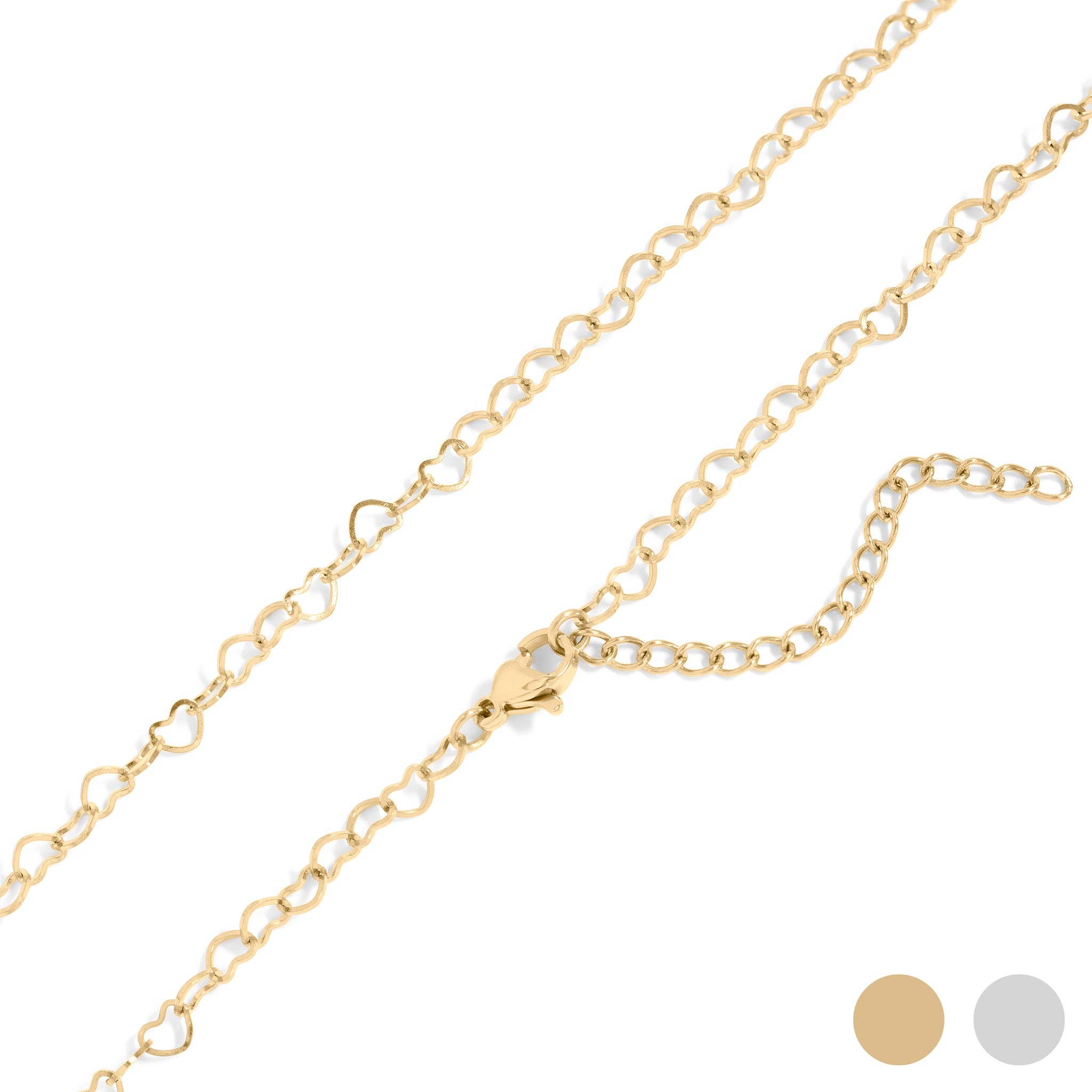 18K Gold PVD Stainless Steel Linked Heart Chain Necklace