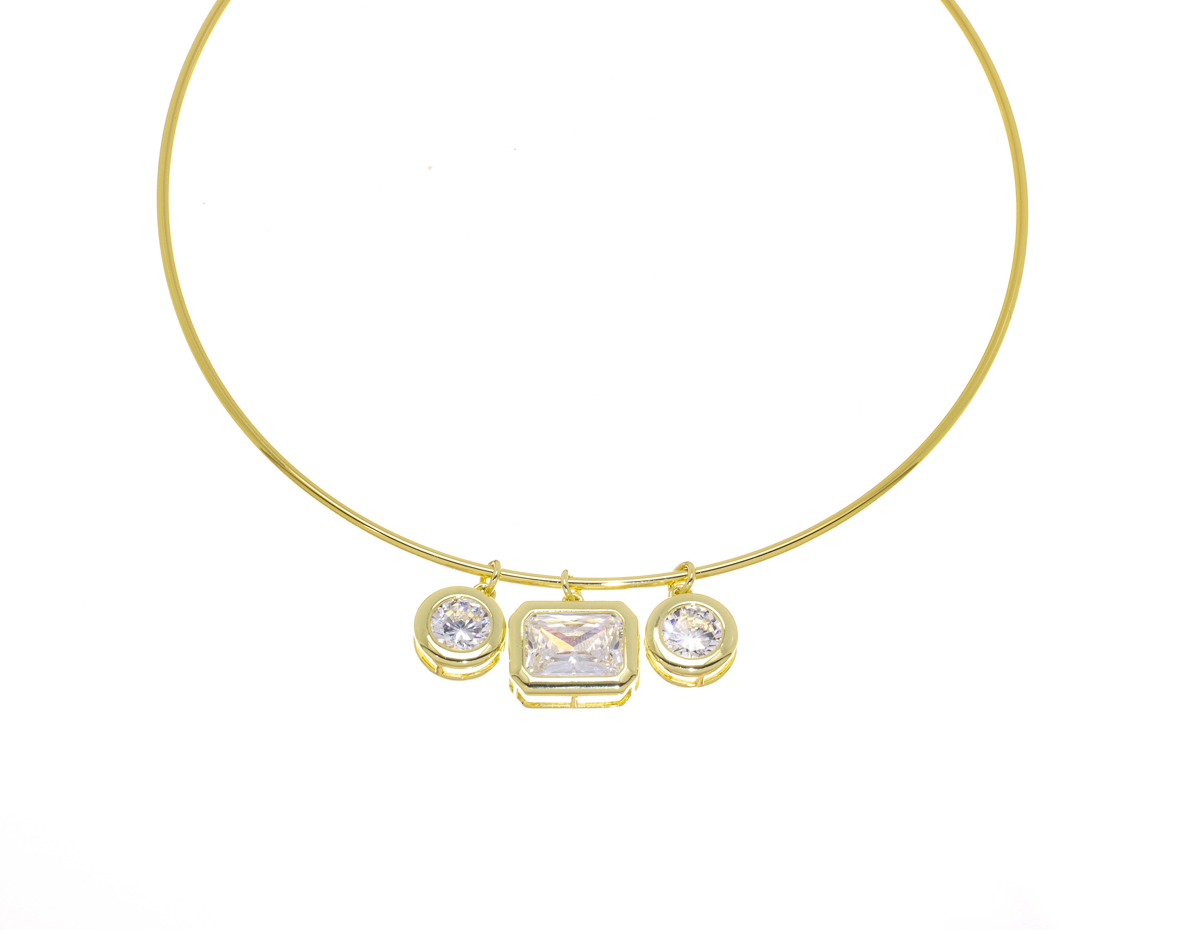 Gold Wire Choker Necklace, Wire Collar Necklace NLG1043
