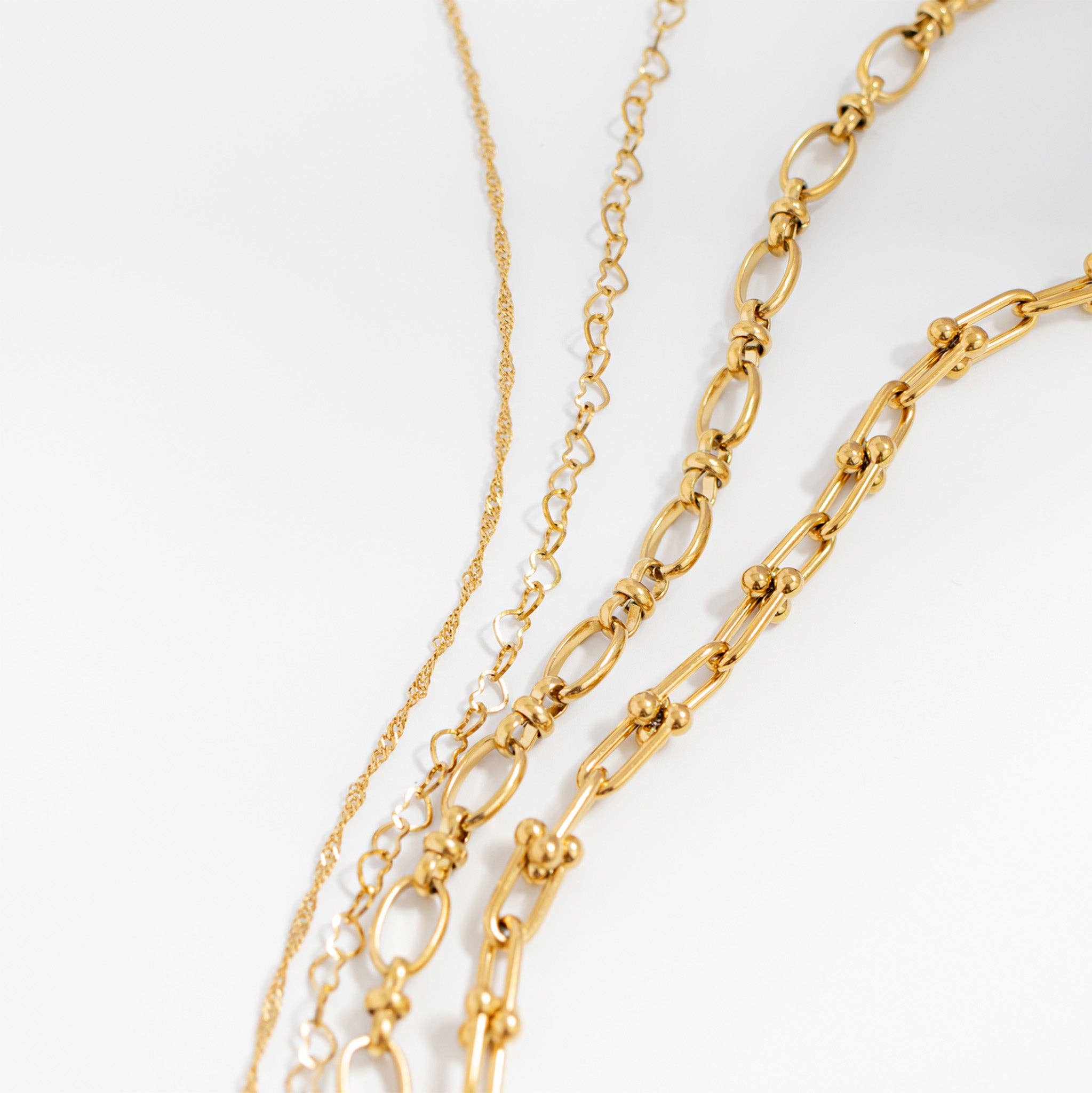 18K Gold PVD Stainless Steel Linked Heart Chain Necklace