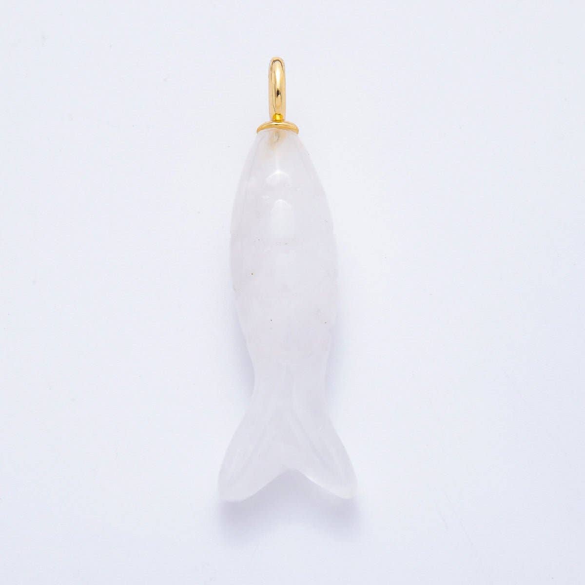 18K Gold Filled 48mm Quartz, Agate, & Tiger Eye Gemstone Sardine Fish Charm | C919 C923 C932 E008