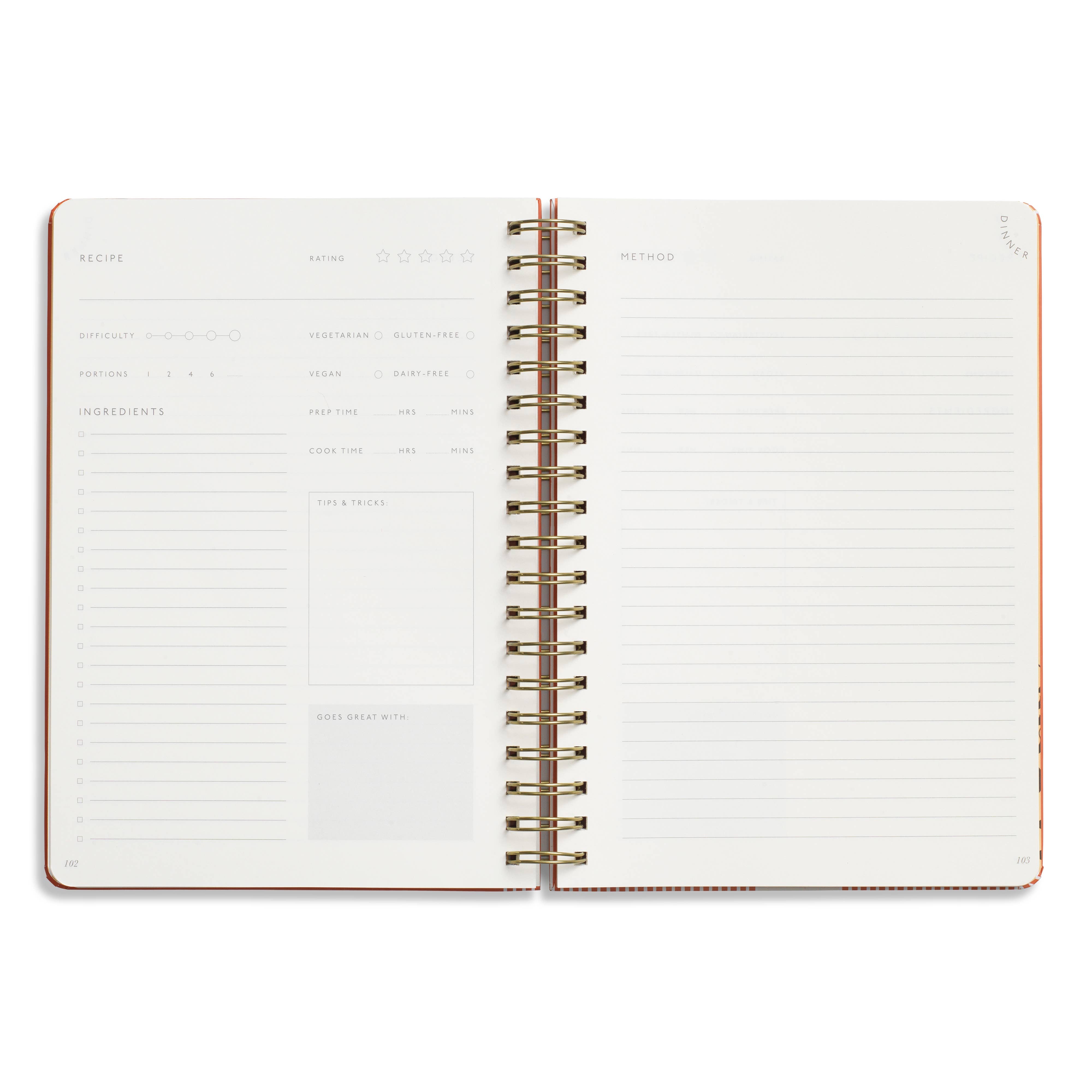 Eat Well Hardcover Spiral Guided Recipe Journal